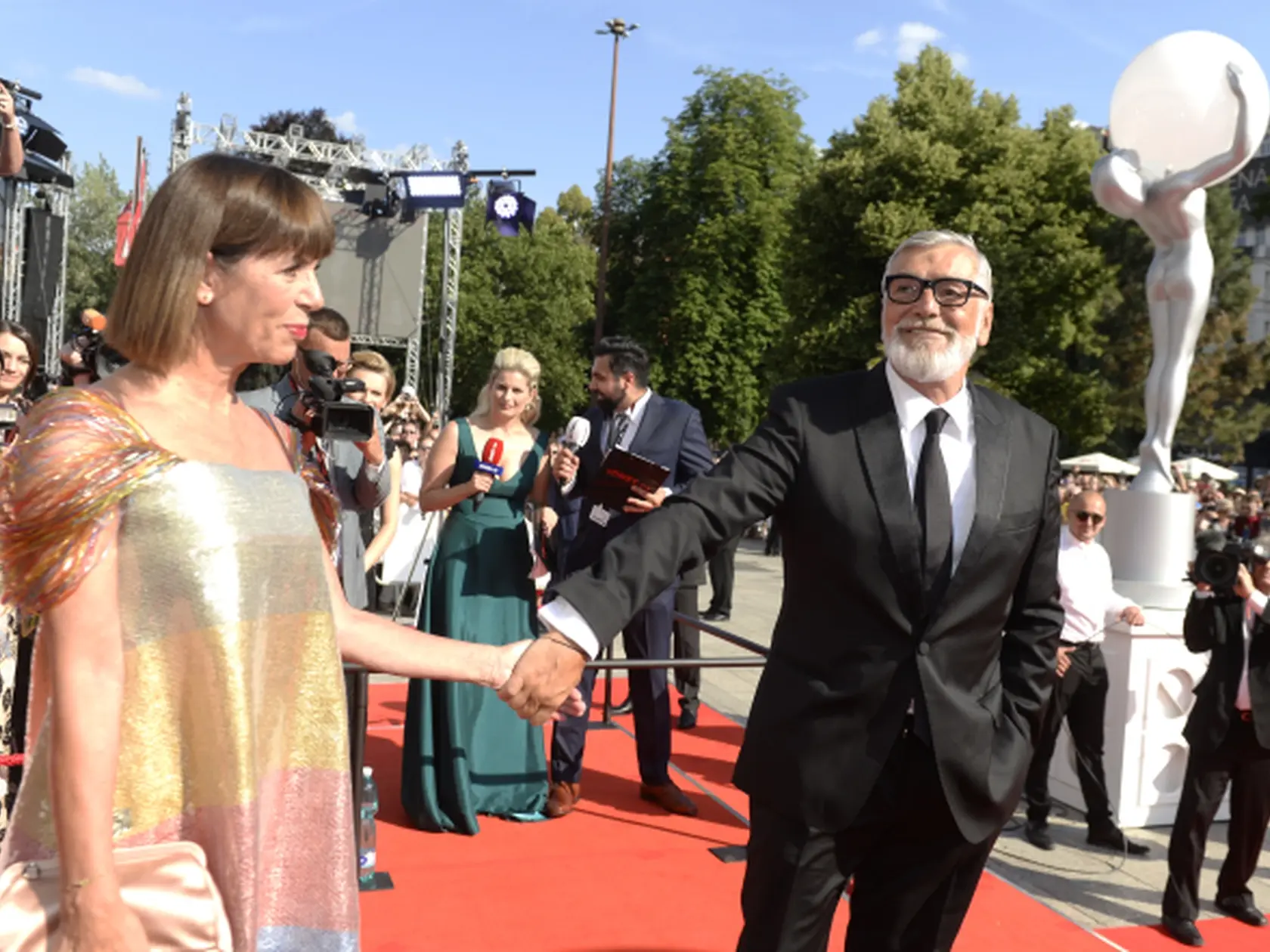 Prezident Medzinárodného filmového festivalu Jiří Bartoška s manželkou Andreou.