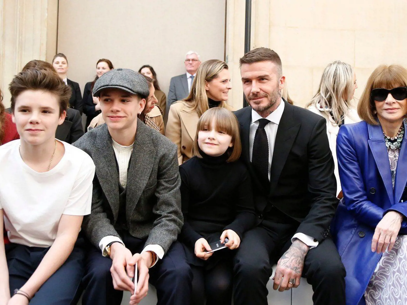 David Beckham so synmi a dcérou Harper, Anna Wintour