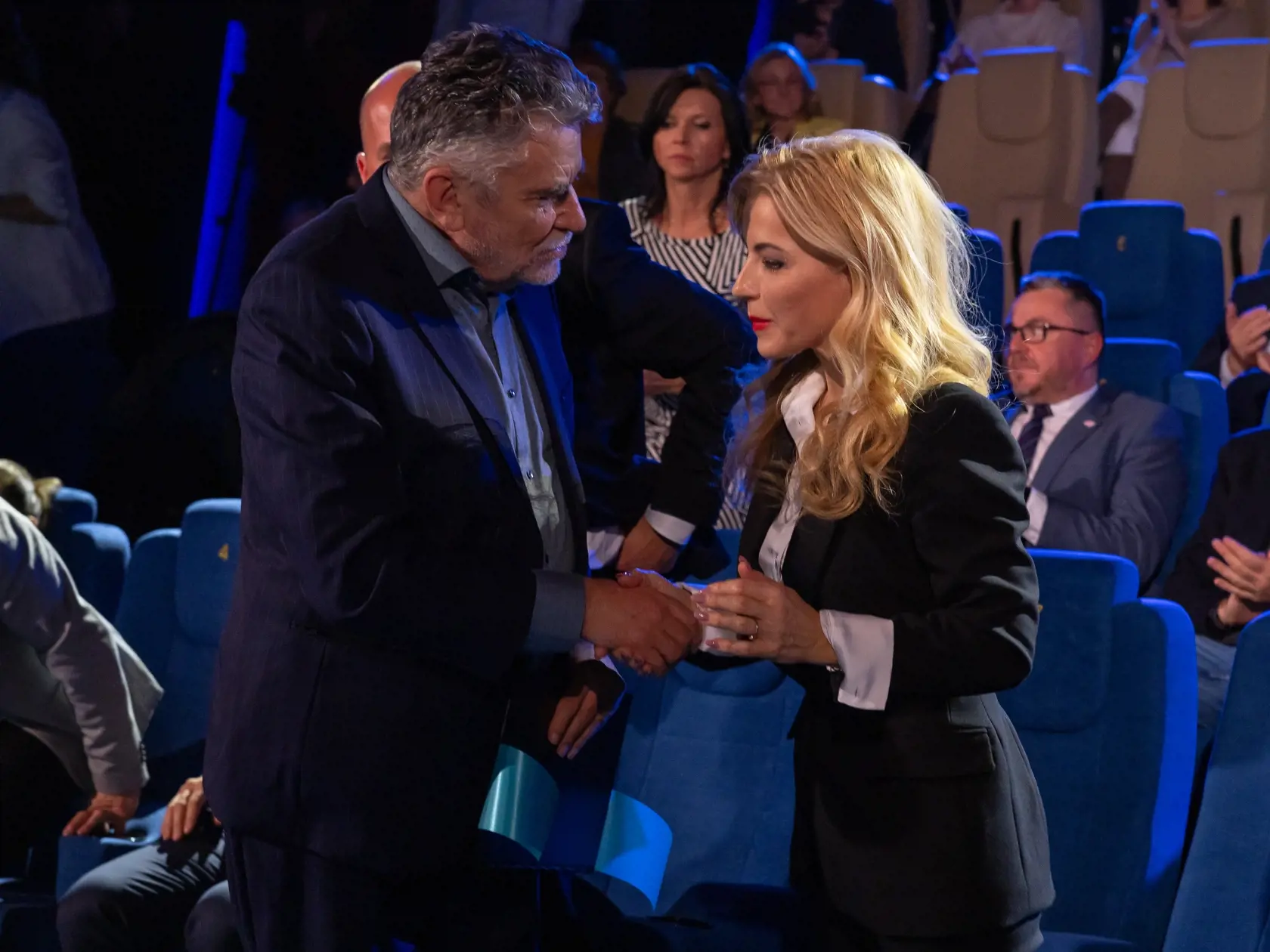 Arténa - audiovizuálna dielňa RTVS. Oficiálne otvorenie nových školiacich priestorov Slovenskej televízie v Mlynskej doline. Na snímke je riaditeľ RTVS Ľuboš Machaj a ministerka kultúry Slovenskej republiky Martina Šimkovičová.
