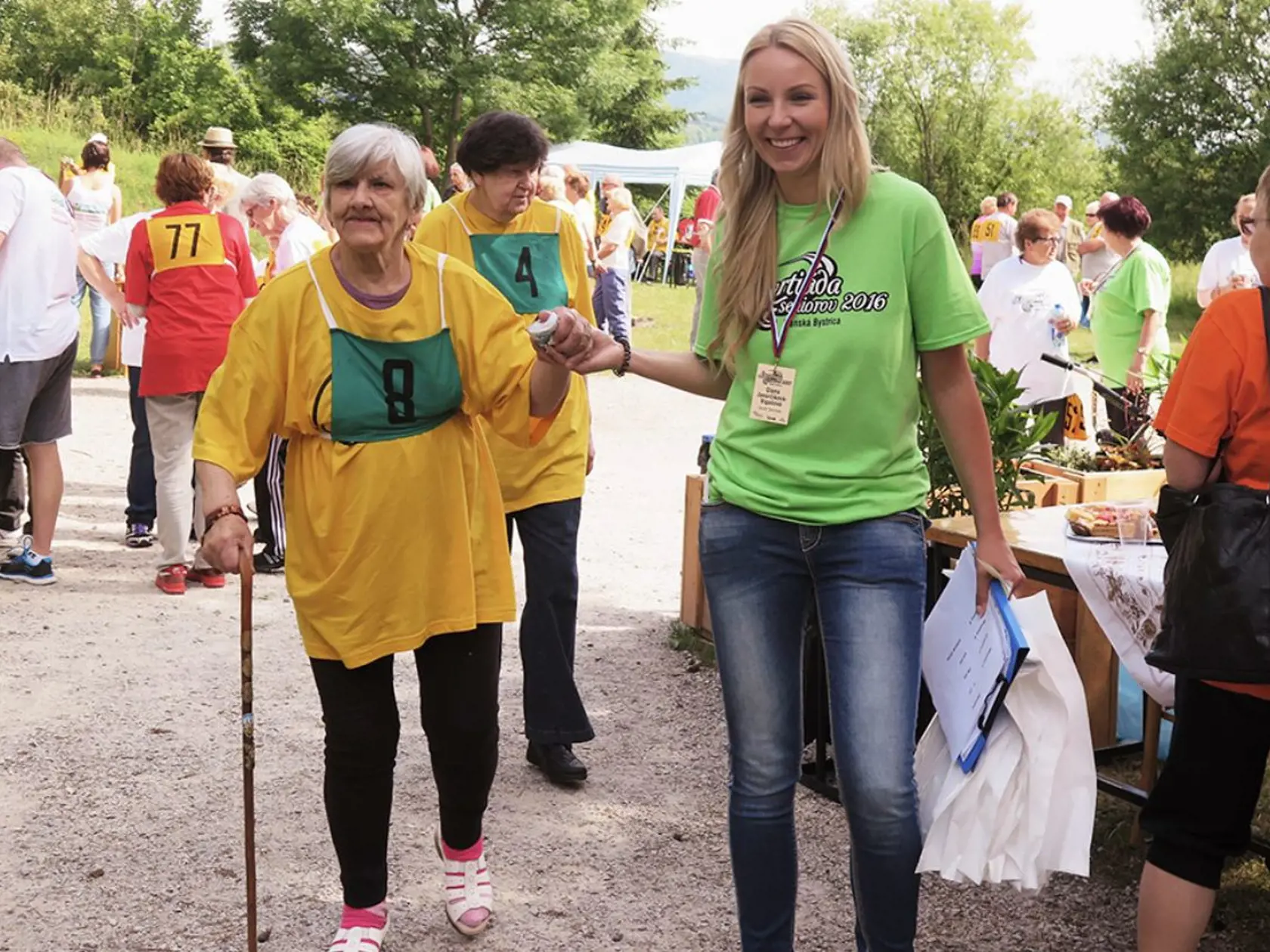 Diana Javorčíková počas Športiády seniorov 2016.