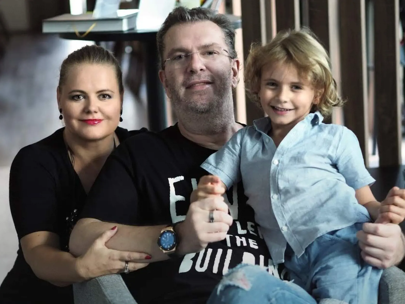 Richard Müller s partnerkou Vandou Wolfovou a ich synom Markusom
