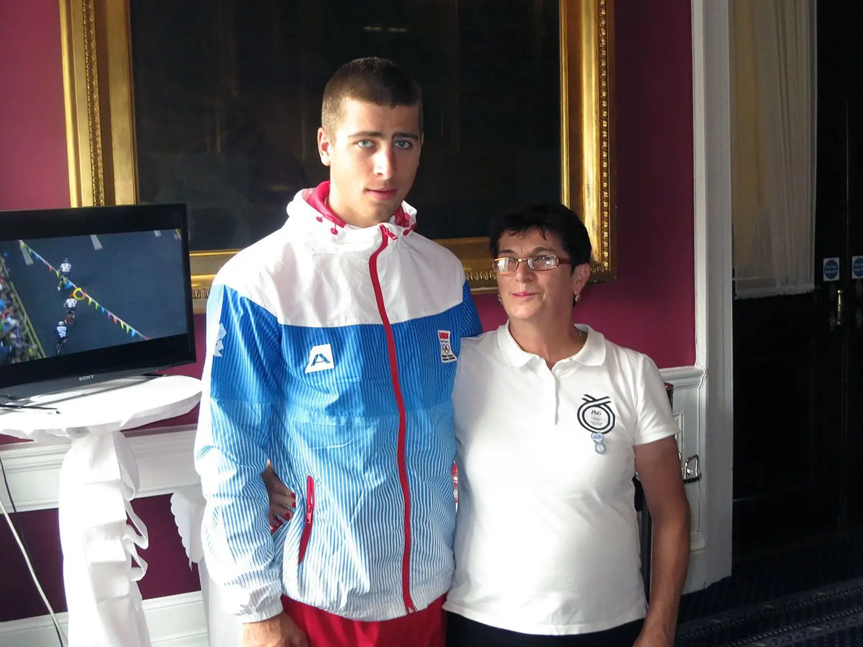 Peter Sagan s mamou krátko pred brífingom