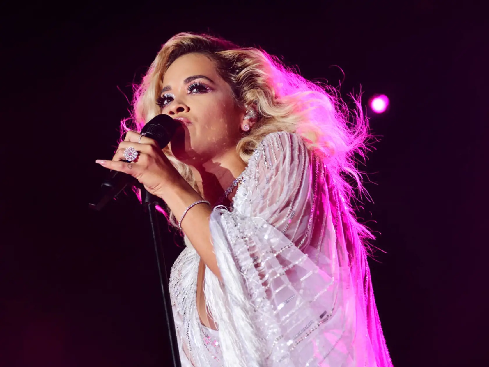 PORTO CERVO, ITALY - AUGUST 10:  Rita Ora performs at the Unicef Summer Gala Presented by Luisaviaroma dinner at Villa Violina on August 10, 2018 in Porto Cervo, Italy.  (Photo by Anthony Ghnassia/Getty Images for UNICEF)
