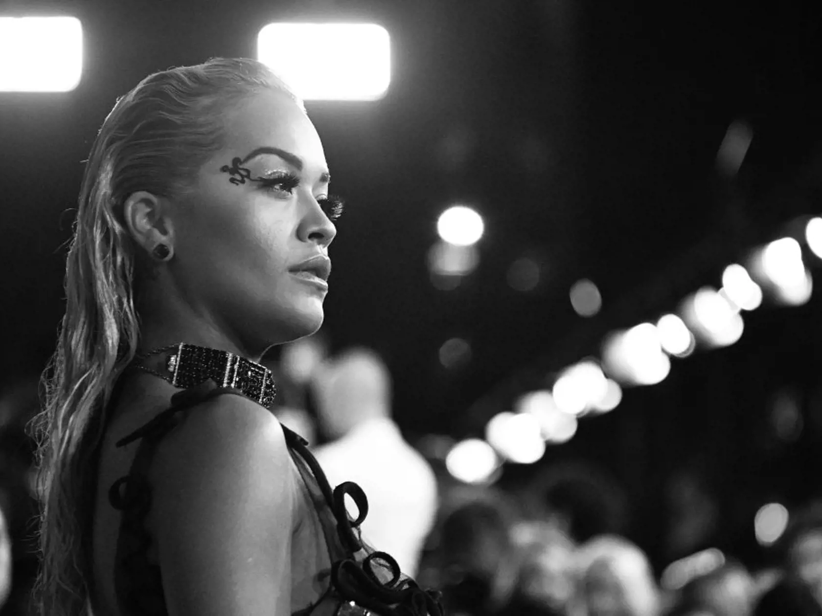 NEW YORK, NY - AUGUST 20:  [EDITORS NOTE: Image has been digitally converted to black and white.]  Rita Ora attends the 2018 MTV Video Music Awards at Radio City Music Hall on August 20, 2018 in New York City.  (Photo by Dia Dipasupil/Getty Images for MTV)