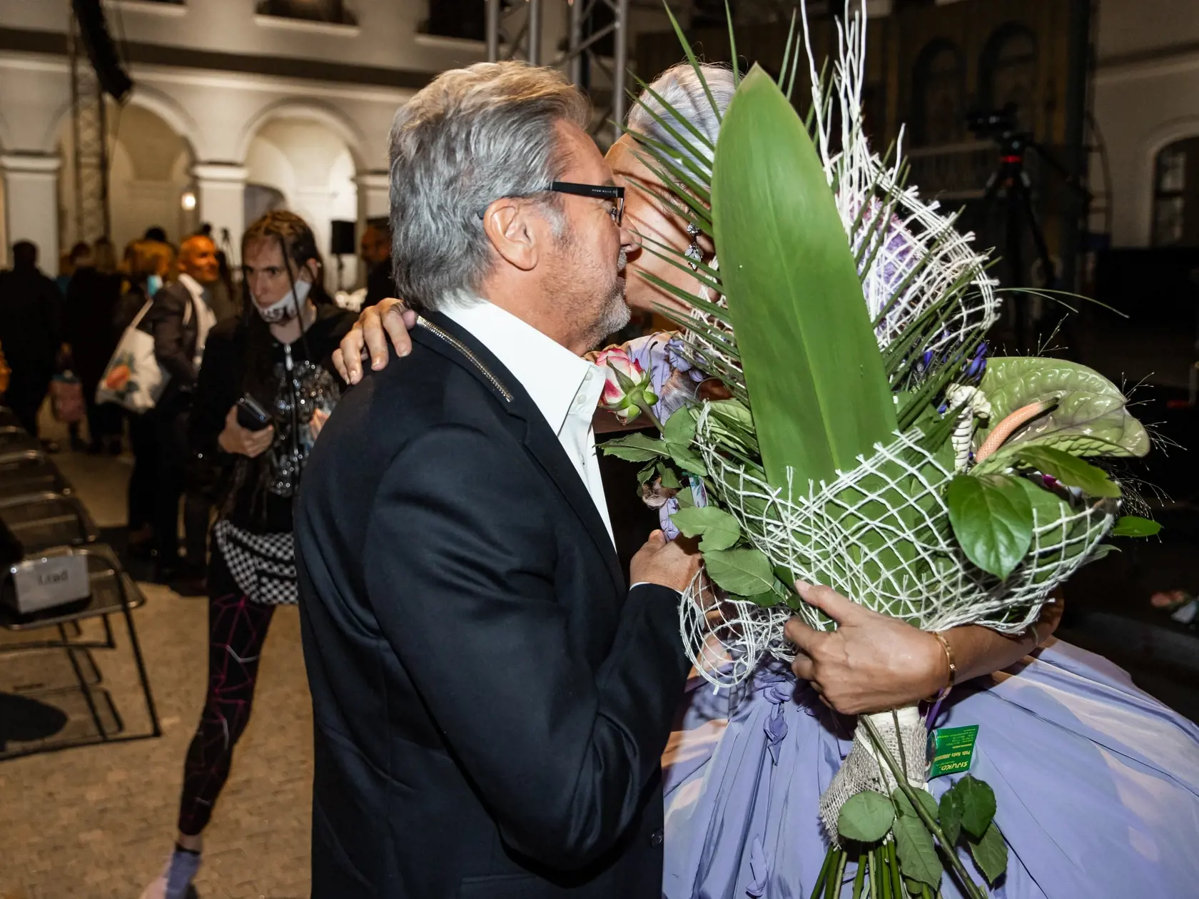 Derniéra divadelného predstavenia Mária Terézia na Bratislavskom hrade. Na snímke je Sisa Lelkes Sklovská a Juraj Lelkes.