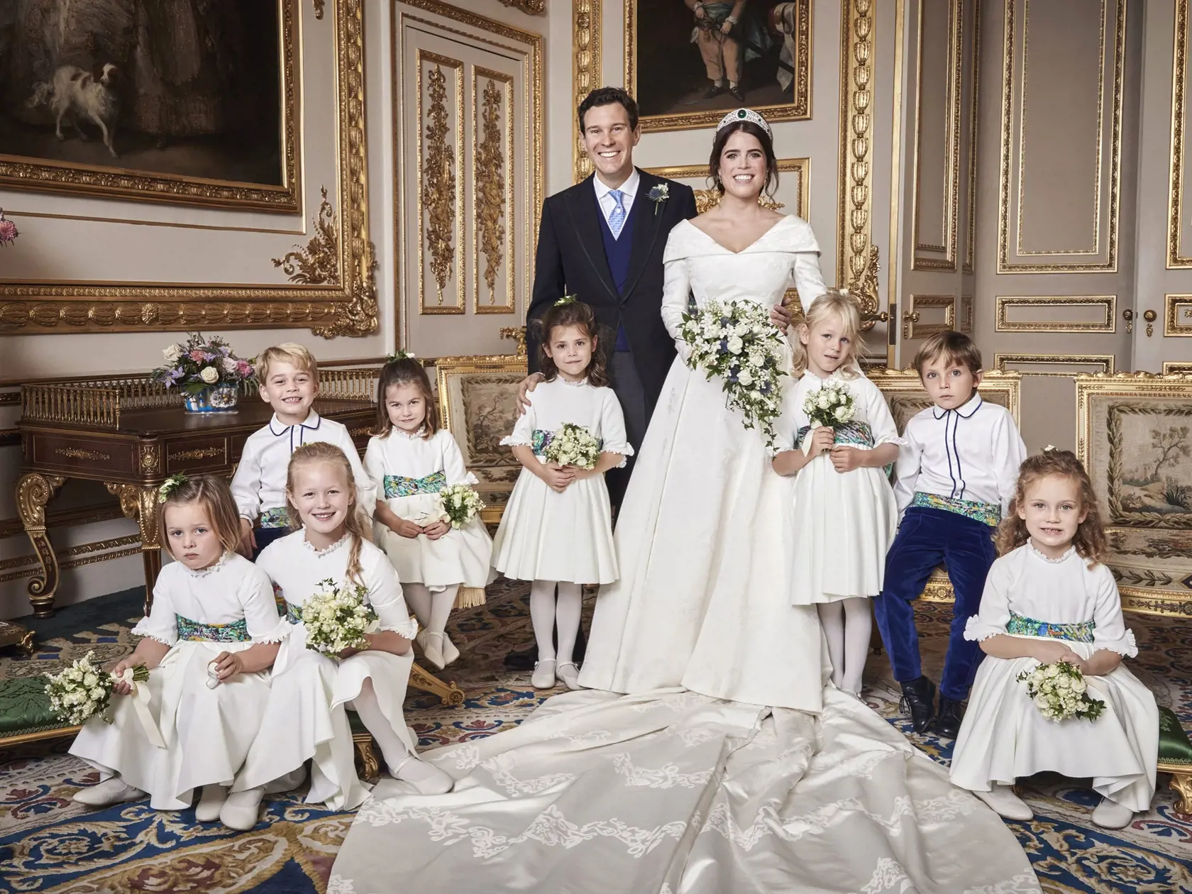 Oficiálna fotka princeznej Eugenie s družičkami.