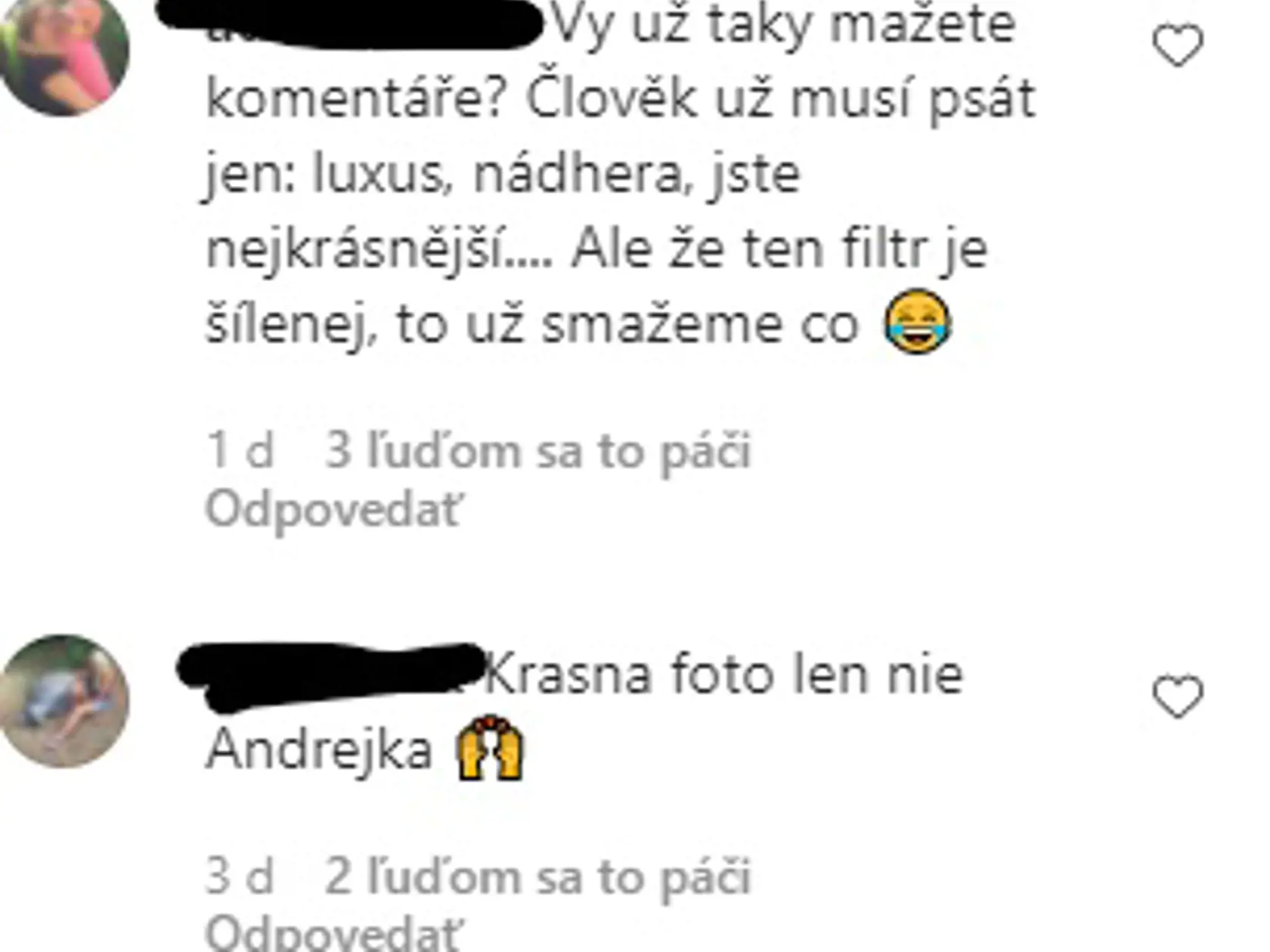 Ľudia sa sťažovali, že Andrea maže komentáre