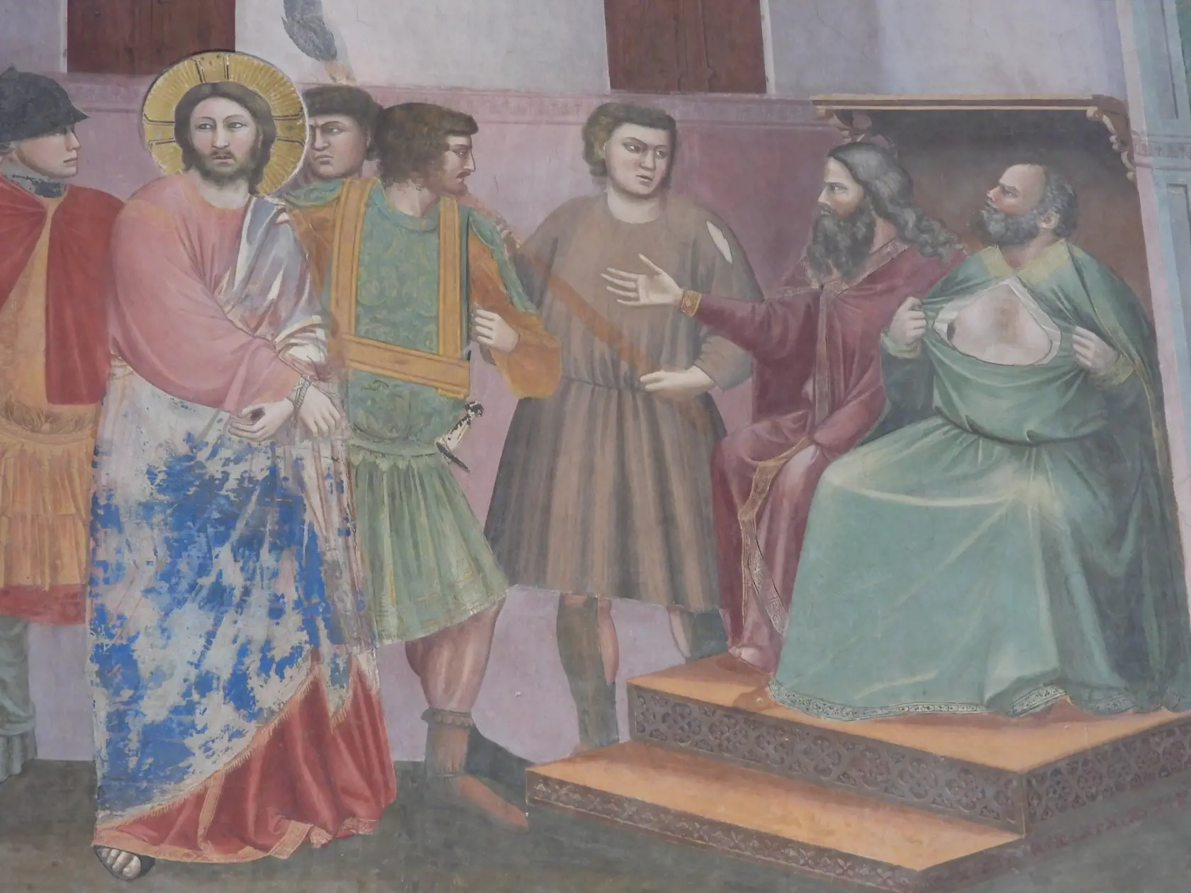 Freska Krista predviedli pred Piláta z Kaplnky Scroveginovcov v Padove. Autorom maľby je taliansky maliar Giotto di Bondone.