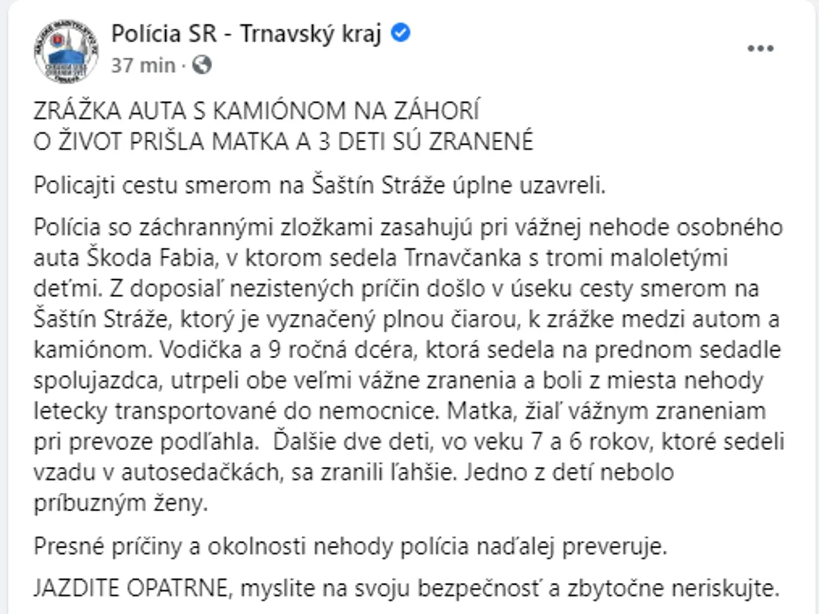 Tragická nehoda na Záhorí