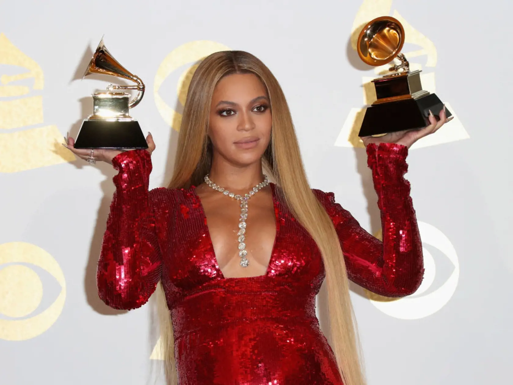 LOS ANGELES, CA - FEBRUARY 12:  Singer Beyonce, winner of Best Urban Contemporary Album for 'Lemonade' and Best Music Video for 'Formation,' poses in the press room during The 59th GRAMMY Awards at STAPLES Center on February 12, 2017 in Los Angeles, California.  (Photo by Frederick M. Brown/Getty Images)