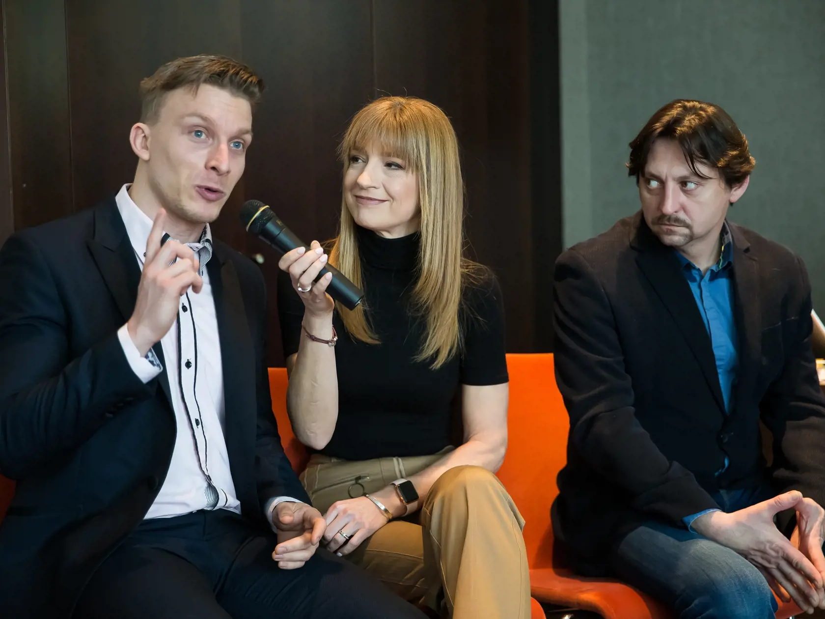 Tlačová konferencia nadácie Kvapkna nádeje v jednom z Bratislavských hotelov, ktorú prišli podporiť aj známe osobnosti. Na snímke Juraj Bača, Jarmila Hargašová Lajčákov a Lukáš Latinák.