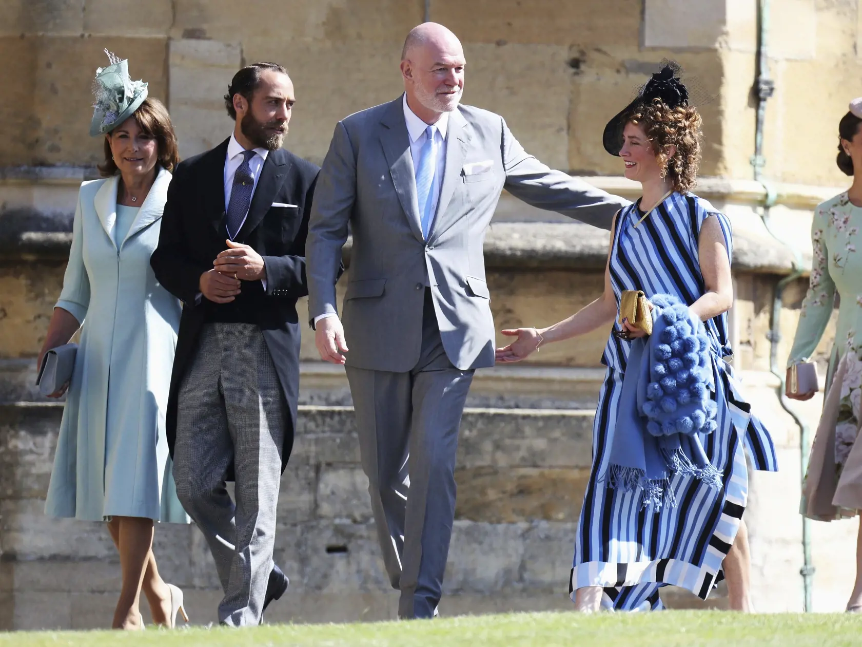 Carole Middleton and James Middleton, left, arrive for the wedding ceremony of Prince Harry and Meghan Markle at St. George's Chapel in Windsor Castle in Windsor, near London, England, Saturday, May 19, 2018. (Chris Jackson/pool photo via AP)