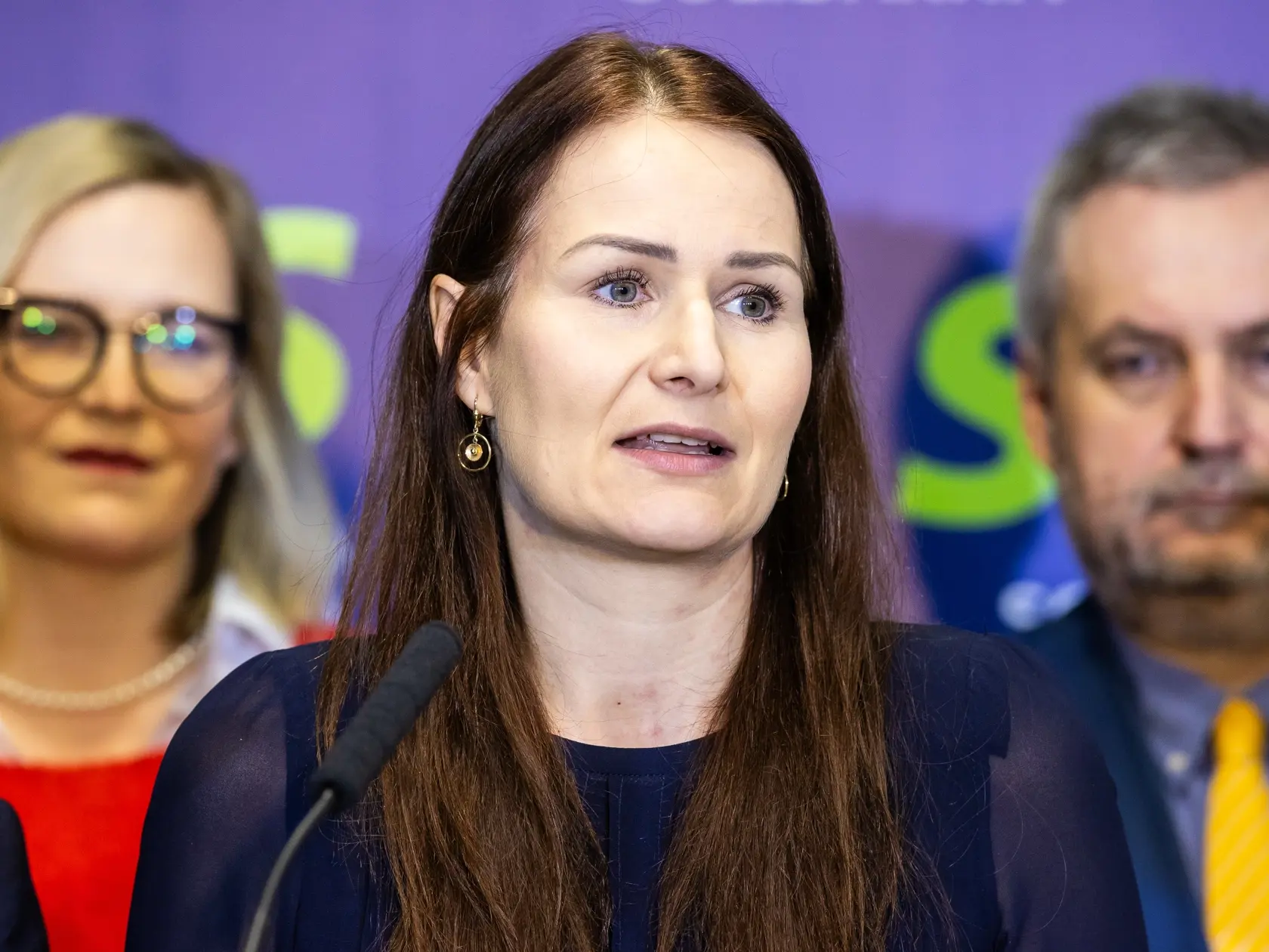 Tlačová konferencia strany Sloboda a Solidarita na ktorej predstavujú novú posilu poslankyňu Martinu Bajo Holečkovú, ktorá vstupuje do ich strany. Na snímke je poslankyňa Martina Bajo Holečková.
