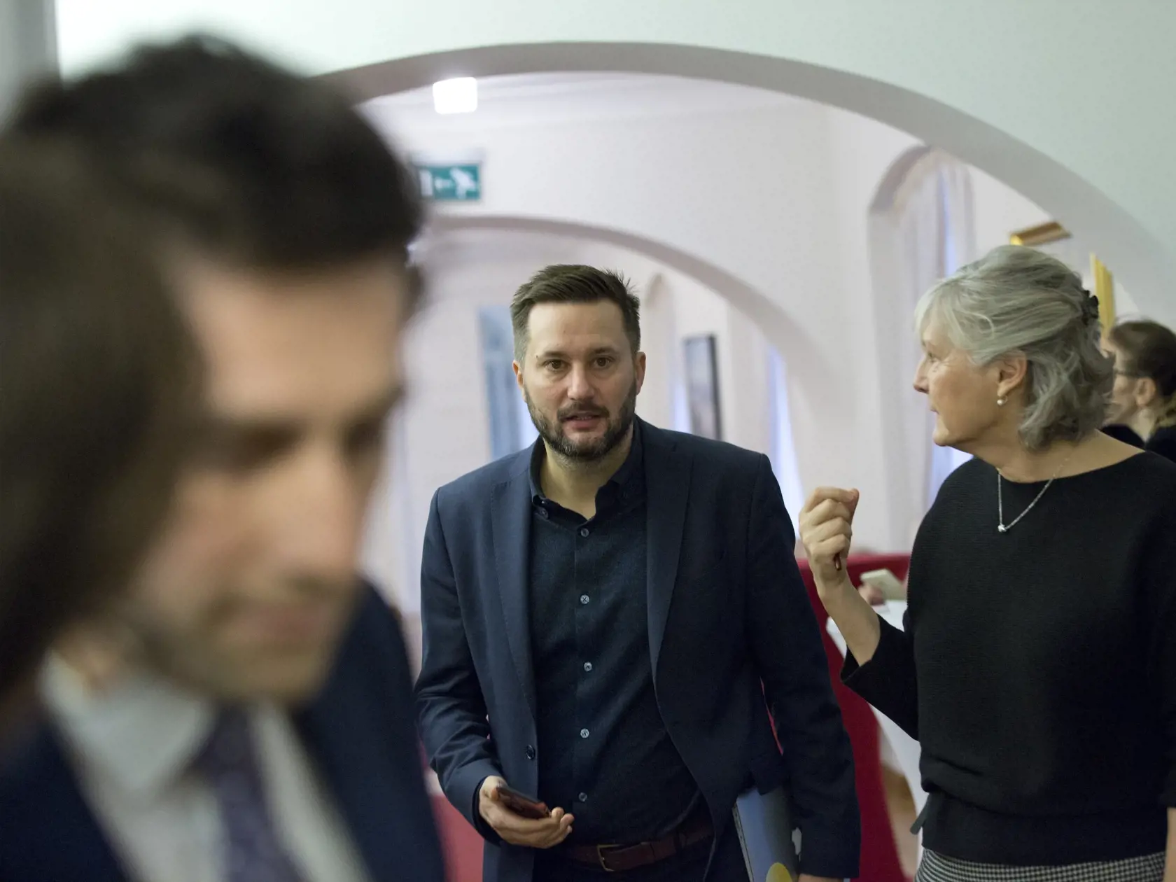 Tlačová konferencia nového primatóra Bratislavy Matúša Valla, na ktorej predstavil svoj realizačný tím
Na obr. Matúš Vallo a Táňa Kratochvílová