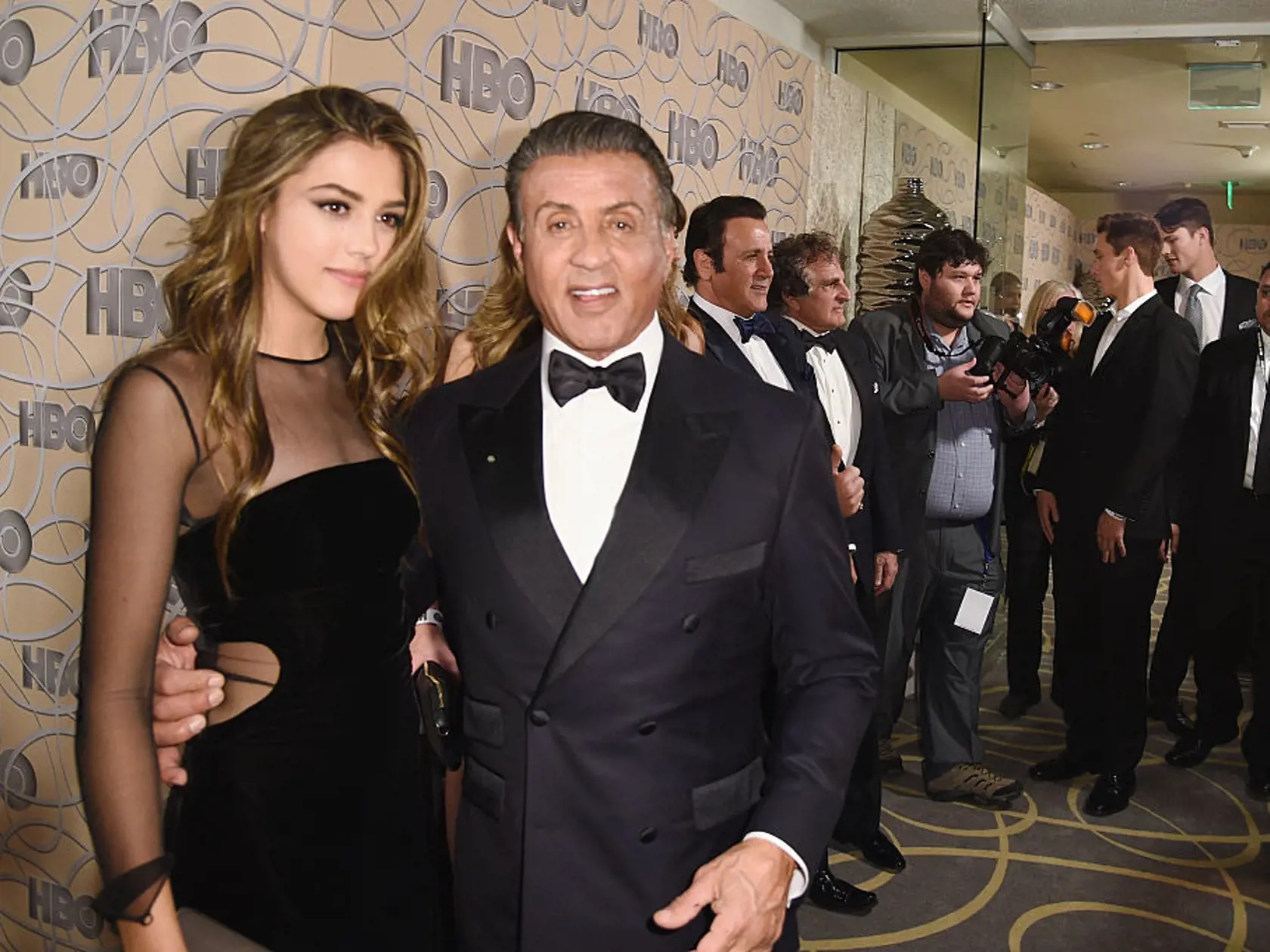 BEVERLY HILLS, CA - JANUARY 08:  Miss Golden Globe 2017 Scarlet Stallone and actor Sylvester Stallone attend HBO's Official Golden Globe Awards After Party at Circa 55 Restaurant on January 8, 2017 in Beverly Hills, California.  (Photo by Joshua Blanchard/Getty Images)
