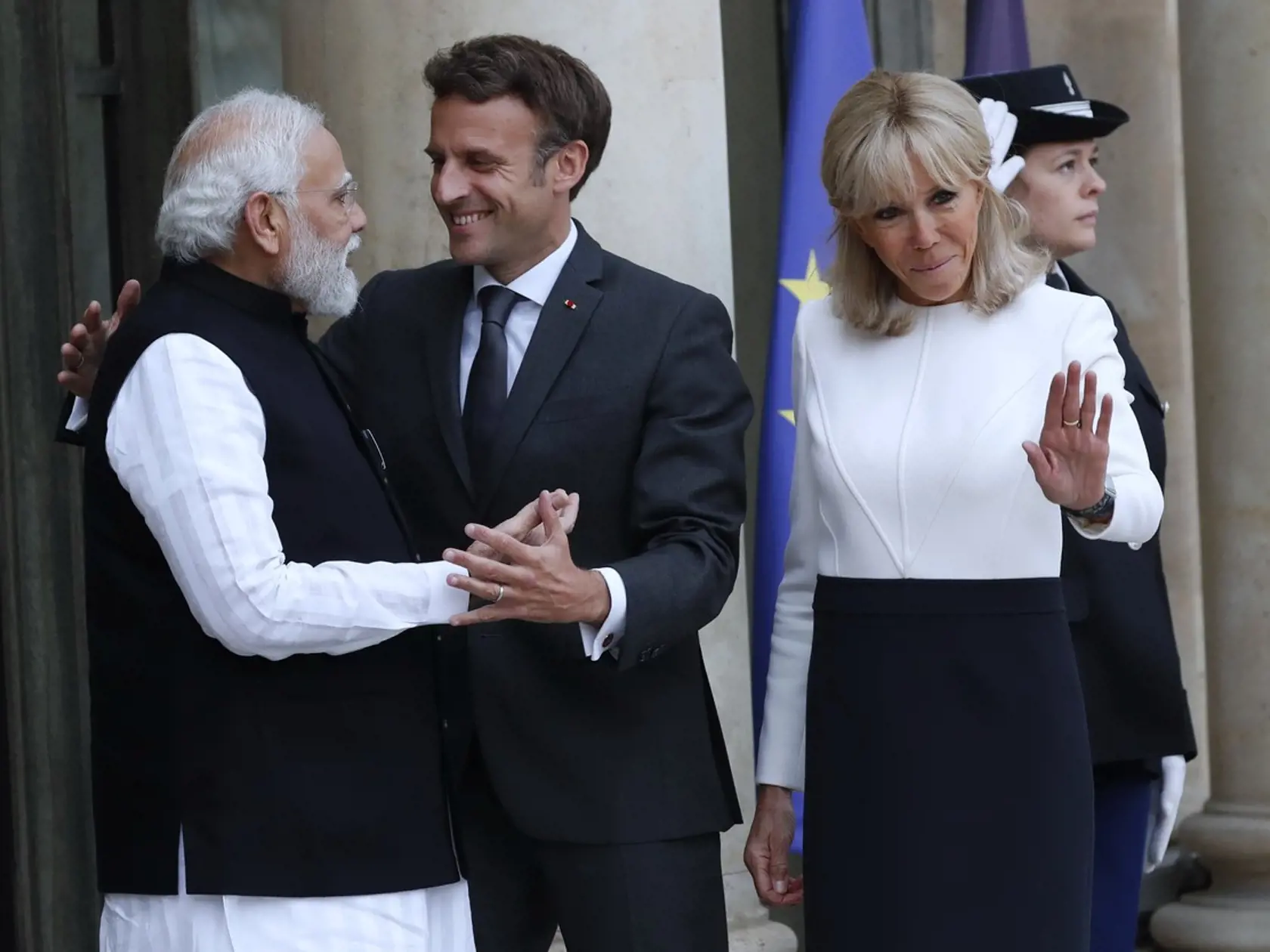 Narendra Modi navštívil Macronovcov v Elyzejskom paláci.