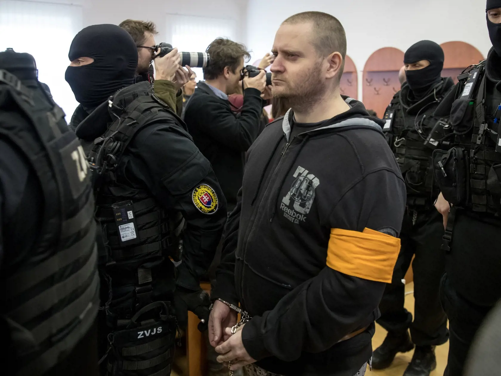 Prvé pojednávanie na Špecializovanom trestnom súde v Pezinku vo veci vraždy investigatívneho novinára Jána Kuciaka a jeho snúbenice Martiny Kušnírovej. Na snímke je Miroslav Marček.