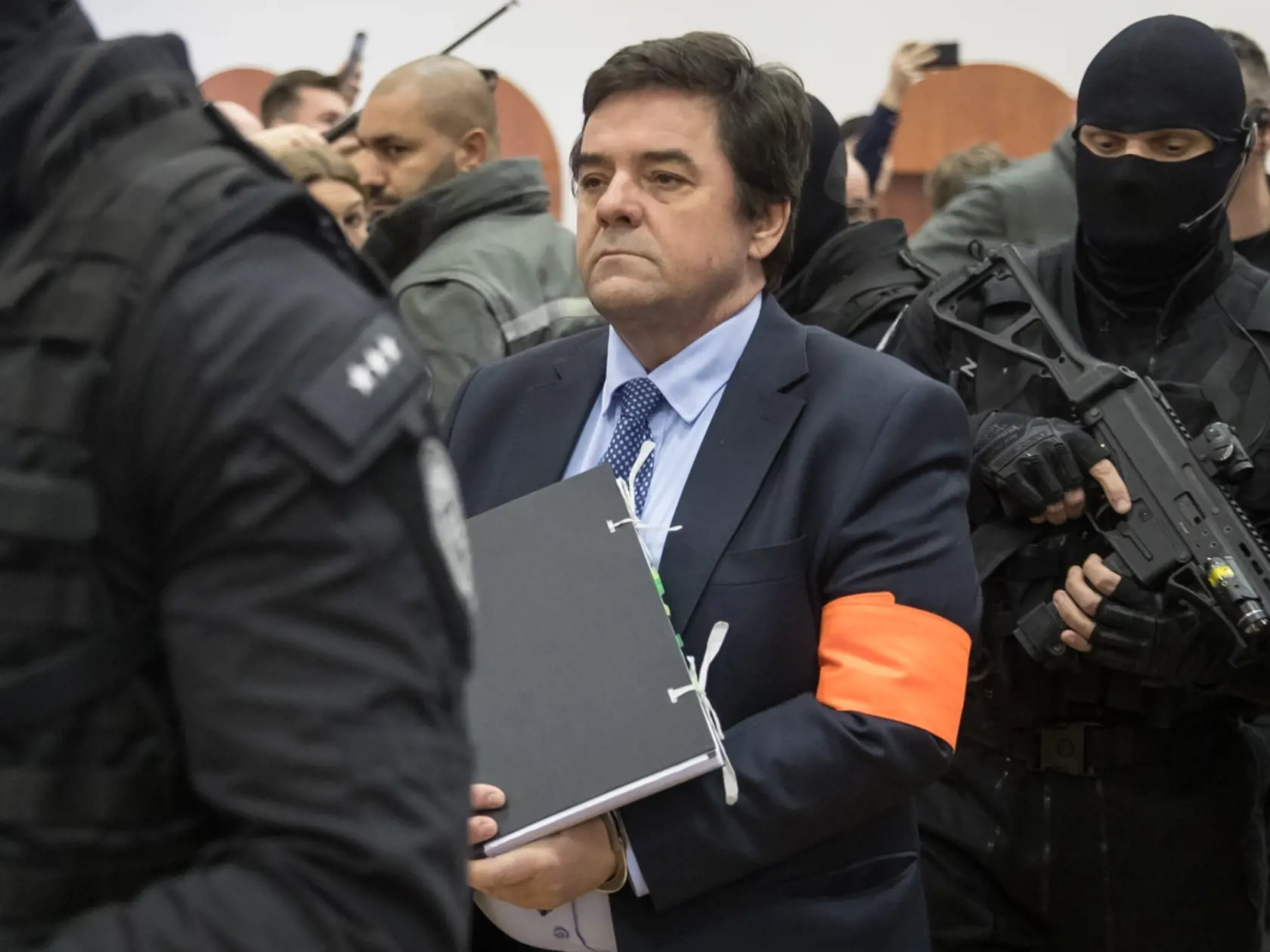 Siedme pojednávanie na Špecializovanom trestnom súde v Pezinku vo veci vraždy investigatívneho novinára Jána Kuciaka a jeho snúbenice Martiny Kušnírovej. Na snímke je obžalovaný Marián Kočner.