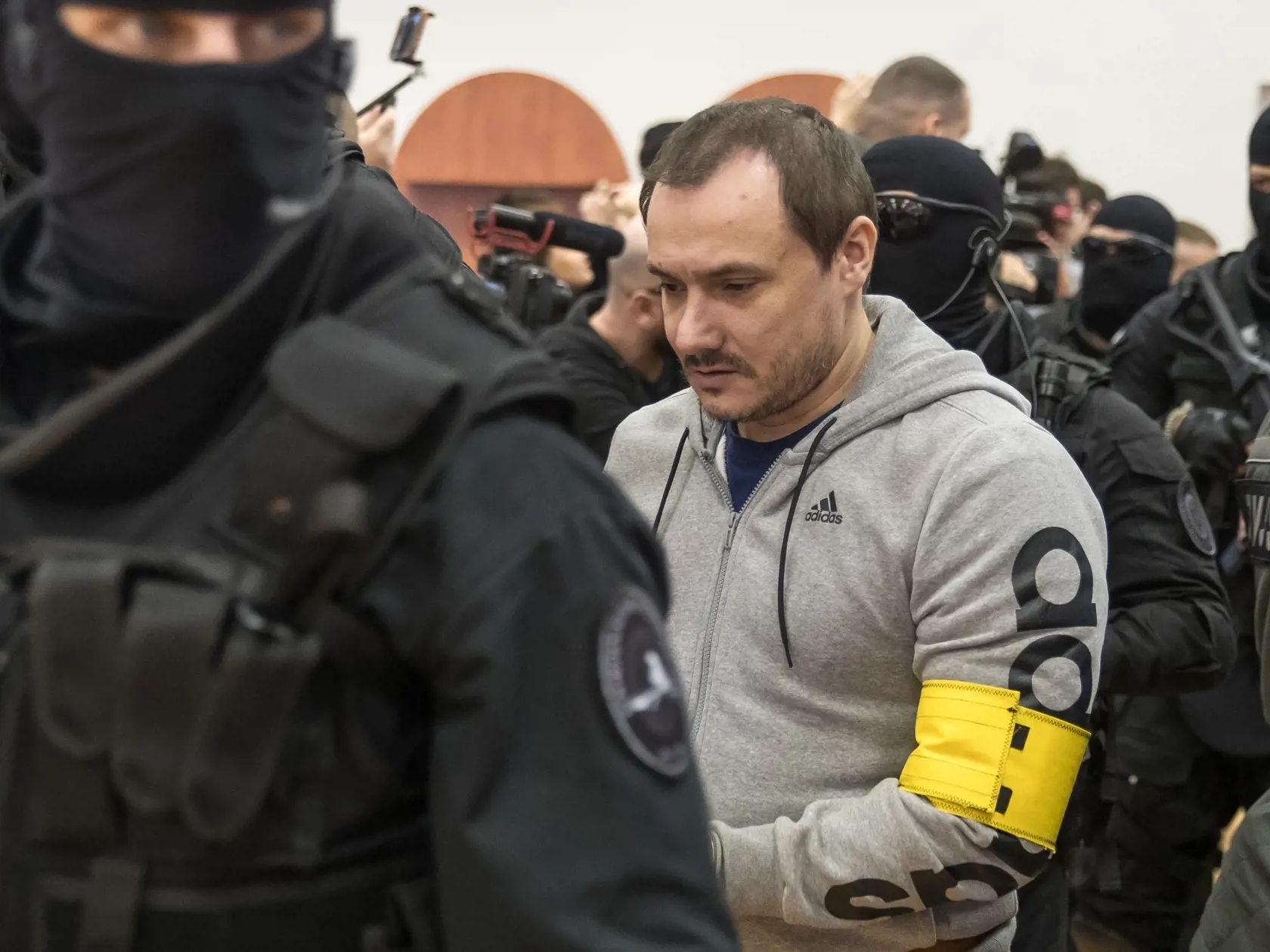 Siedme pojednávanie na Špecializovanom trestnom súde v Pezinku vo veci vraždy investigatívneho novinára Jána Kuciaka a jeho snúbenice Martiny Kušnírovej. Na snímke je obžalovaný Tomáš Szabó.