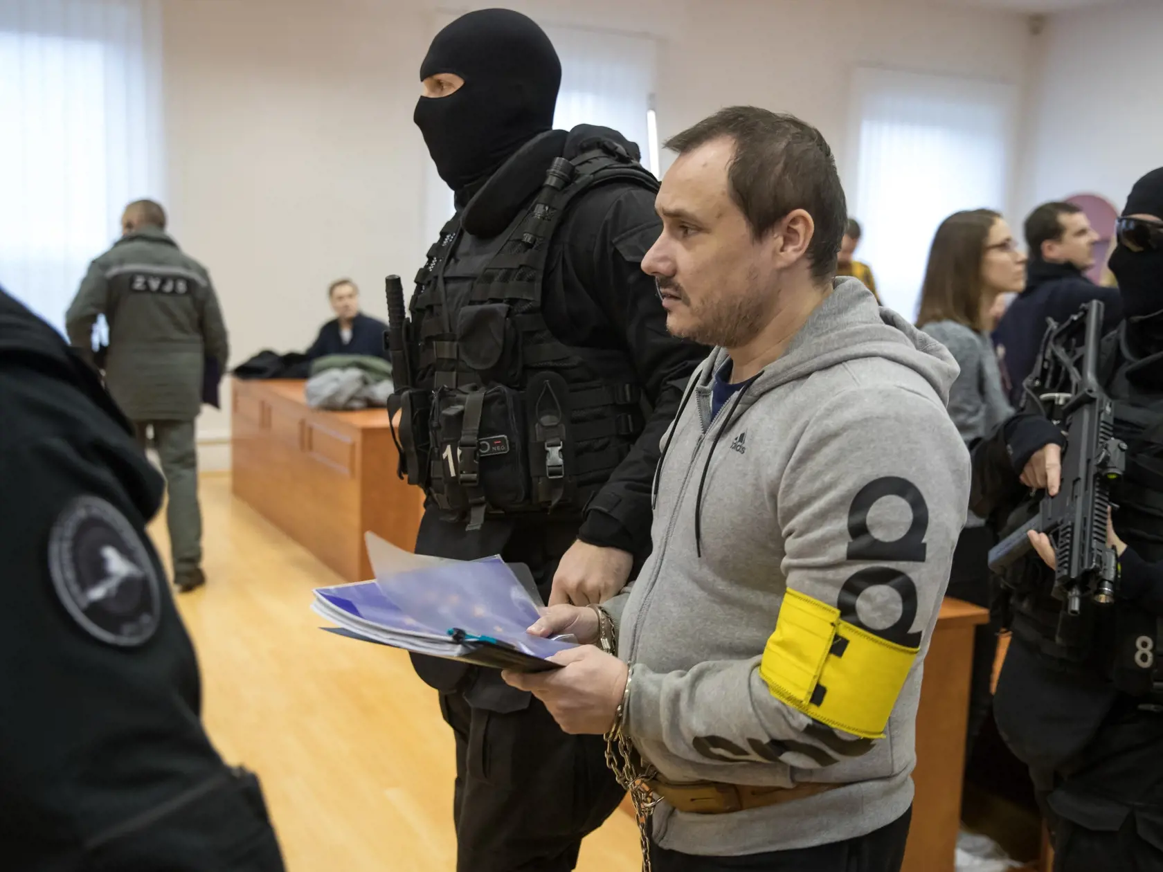 Siedme pojednávanie na Špecializovanom trestnom súde v Pezinku vo veci vraždy investigatívneho novinára Jána Kuciaka a jeho snúbenice Martiny Kušnírovej. Na snímke je obžalovaný Tomáš Szabó.