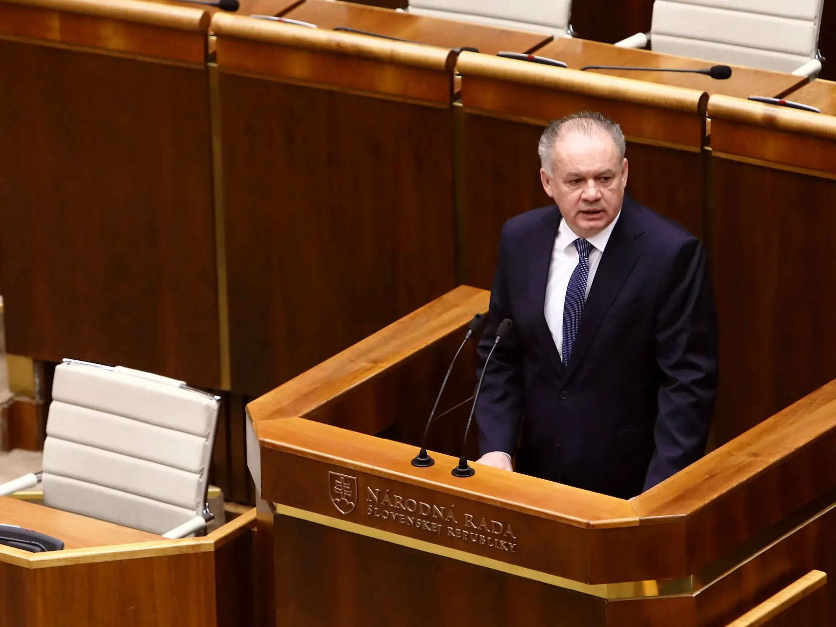Na snímke zasadanie parlamentu, kde vystúpil prezident Andrej Kiska a vyjadril sa k voľbe sudcov ústavnéhé súdu.