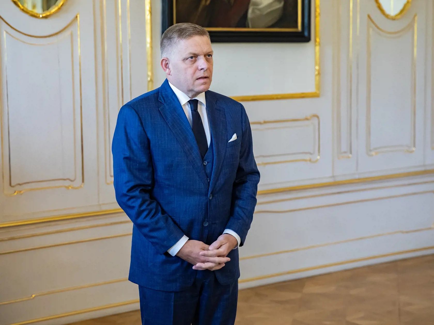 Prezident SR Peter Pellegrini prijal v Prezidentskom paláci predsedu vlády Roberta Fica. Na snímke je Robert Fico.