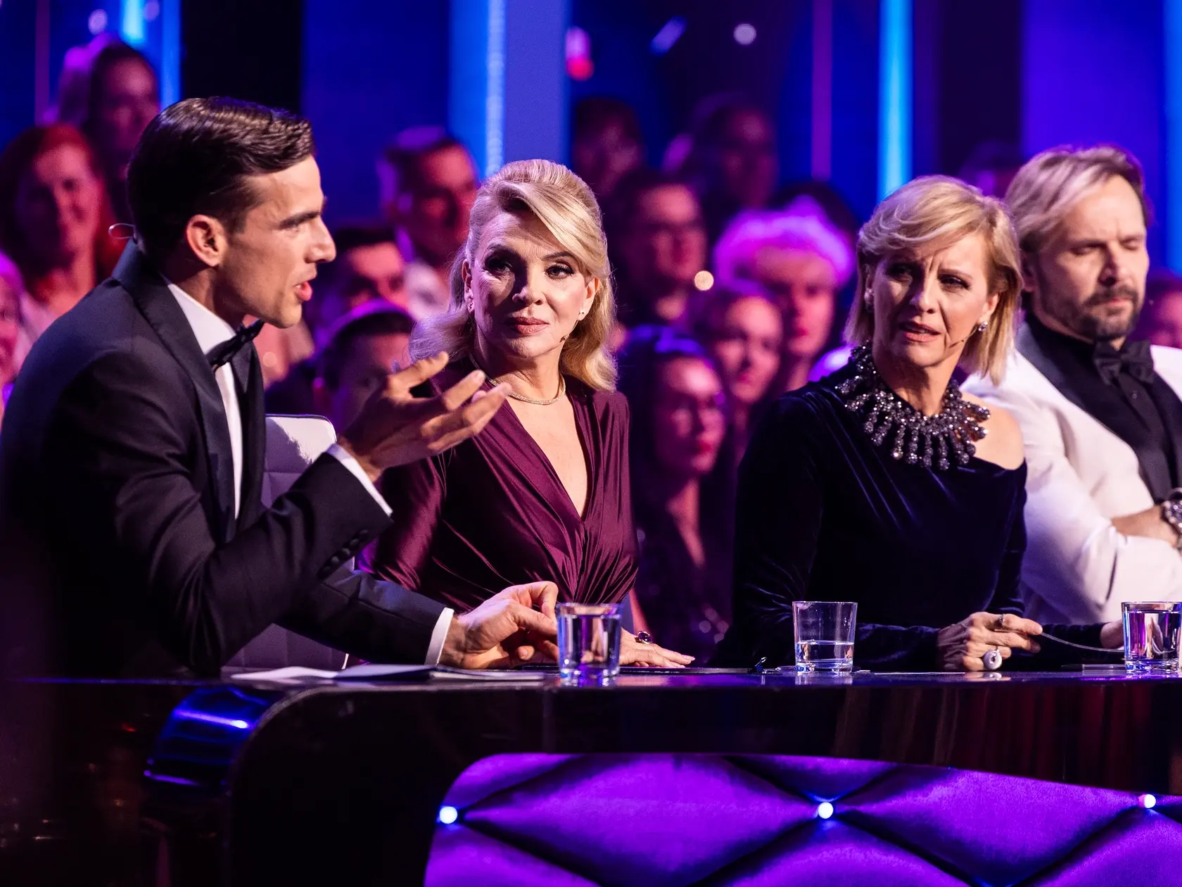 Na snímke porota Ján Ďurovčík, Tatiana Drexler, Adam Bardy, Zdena Studenková počas štvrtého  kola Let's dance 2025.