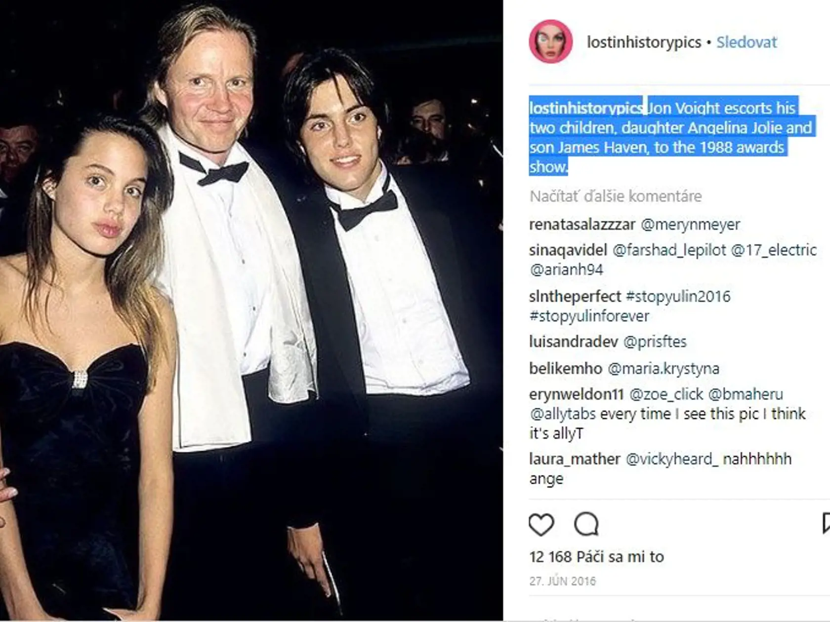 Angelina Jolie s bratom a otcom v roku 1988.