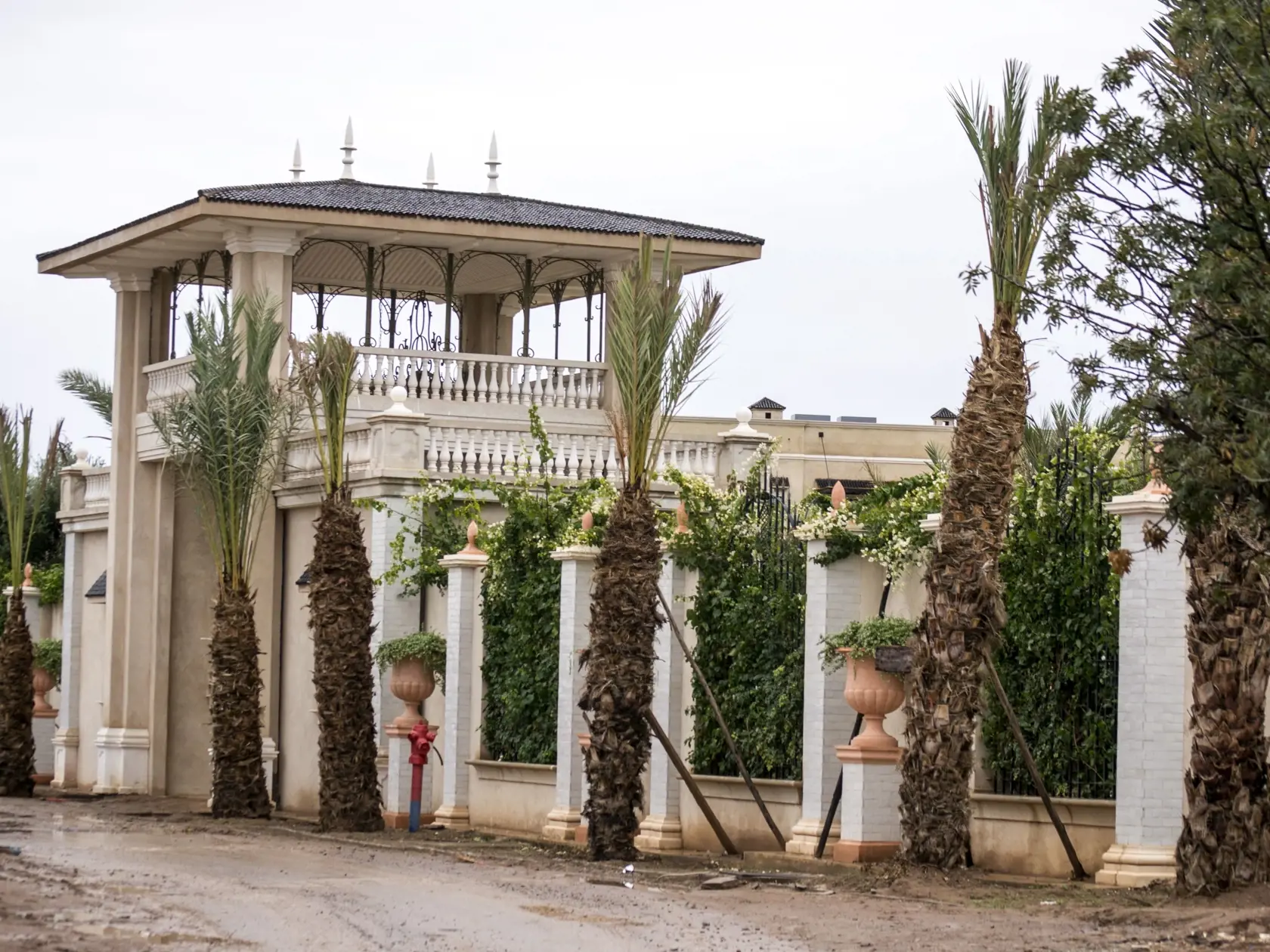 Naozaj to stihnú?: Hotel by mali majitelia otvoriť vo februári, čerstvo vysadené palmy pritom stále pridržiavajú oporné dosky.