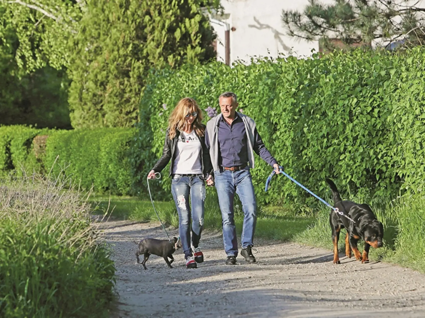 Vilo Rozboril a Sandra Novotná sú veľkí milovníci zvierat, na bratislavskej hrádzi, na prechádzke so štvornohými miláčikmi.