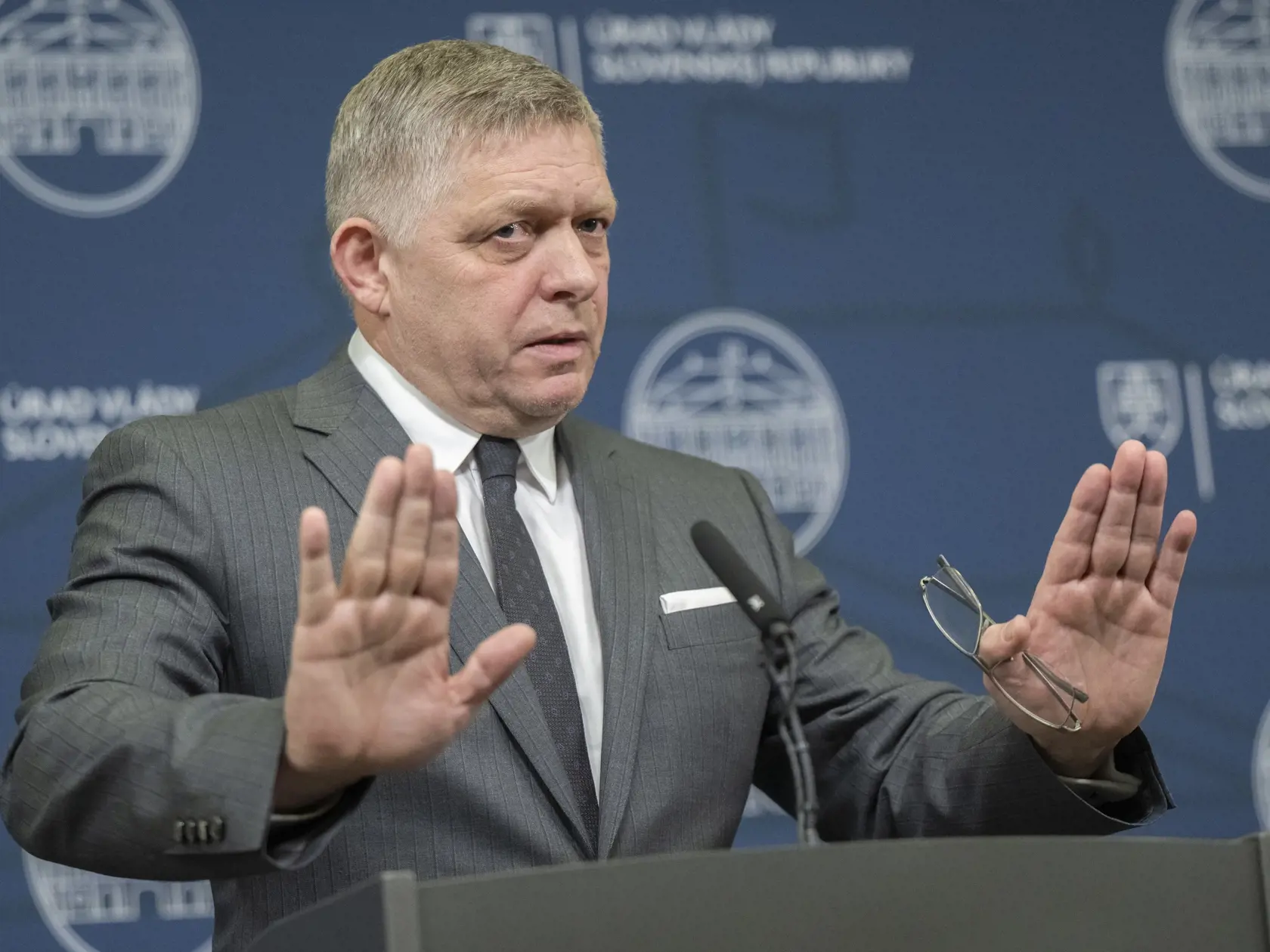 Na snímke premiér SR Robert Fico (Smer-SD) počas tlačovej konferencie po skončení 69. schôdze vlády SR 22. januára 2025 v Bratislave. FOTO TASR - Martin Baumann