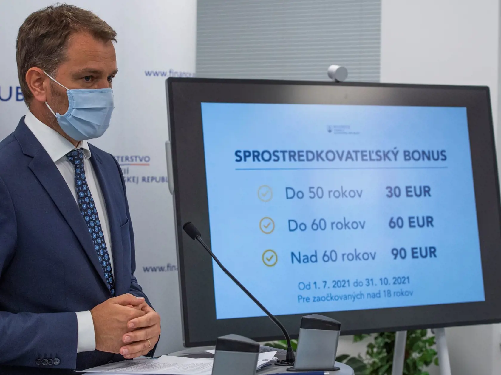 Na snímke podpredseda vlády a minister financií SR Igor Matovič (OĽaNO) počas tlačovej konferencie k podpore očkovania proti Covid-19