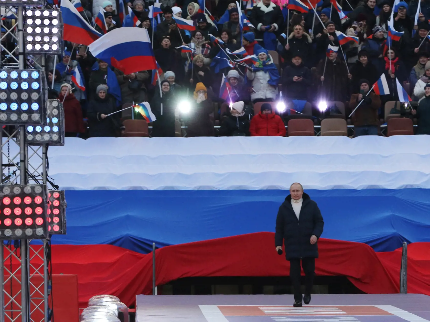 President Putin Addresses Supporters On Anniversary Of Annexation Of Crimea