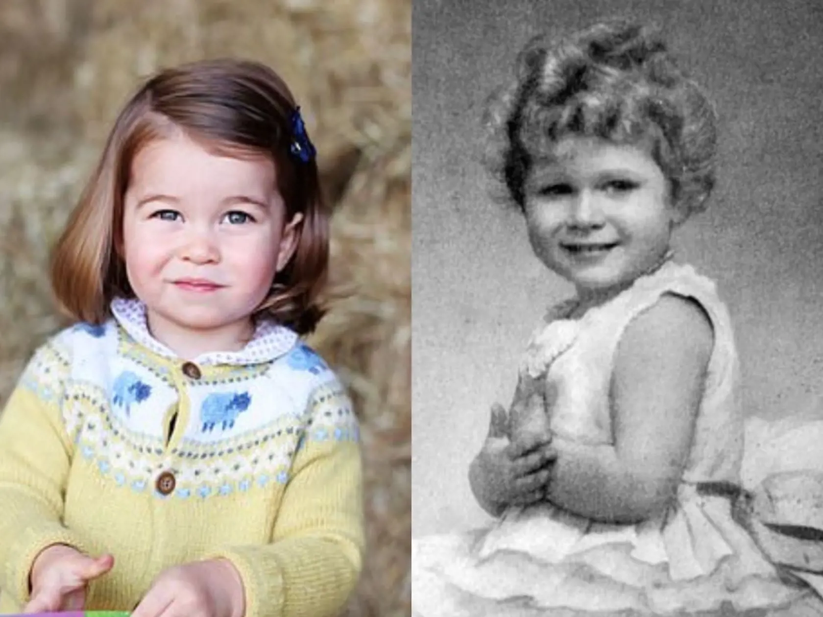 Princezná Charlotte a kráľovná Alžbeta na portréte portréte ako 2-ročné.