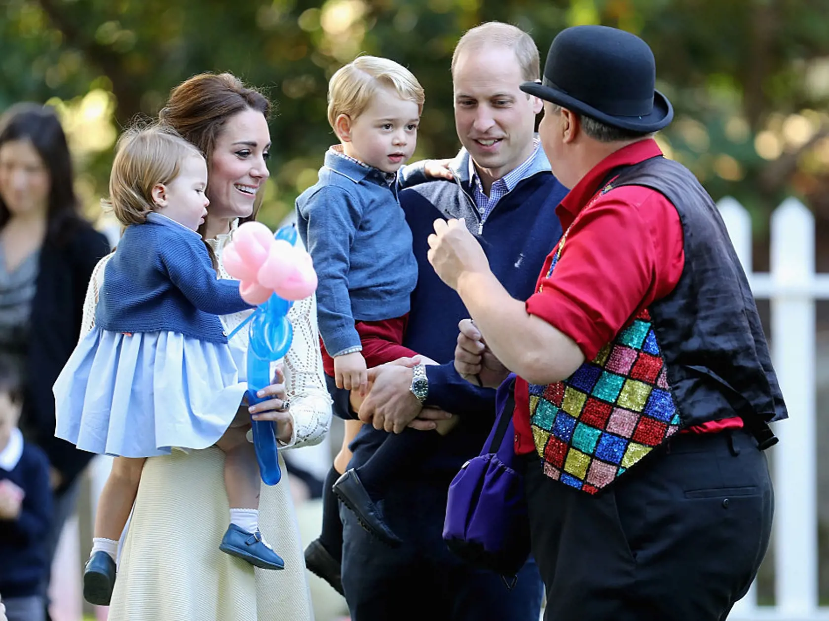 VICTORIA, BC - SEPTEMBER 29:  Catherine, Duchess of Cambridge holding Princess Charlotte of Cambridge and Prince George of Cambridge, being held by Prince William, Duke of Cambridge at a children's party for Military families during the Royal Tour of Canada on September 29, 2016 in Victoria, Canada. Prince William, Duke of Cambridge, Catherine, Duchess of Cambridge, Prince George and Princess Charlotte are visiting Canada as part of an eight day visit to the country taking in areas such as Bella