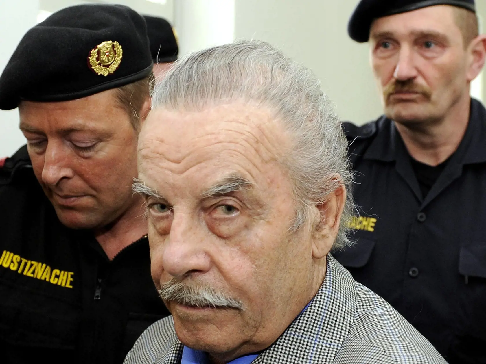 ST. POELTEN, AUSTRIA - MARCH 19:  (EDITORIAL USE ONLY) In this handout picture Josef Fritzl  is seen during day four of his trial at the country court of St. Poelten on March 19, 2009 in St. Poelten, Austria. The 73-year-old Austrian is on trial for murder, rape and incest after allegedly imprisoning his daughter in a cellar for 24 years and fathering seven children with her.   (Photo Handout by APA via Getty Images)