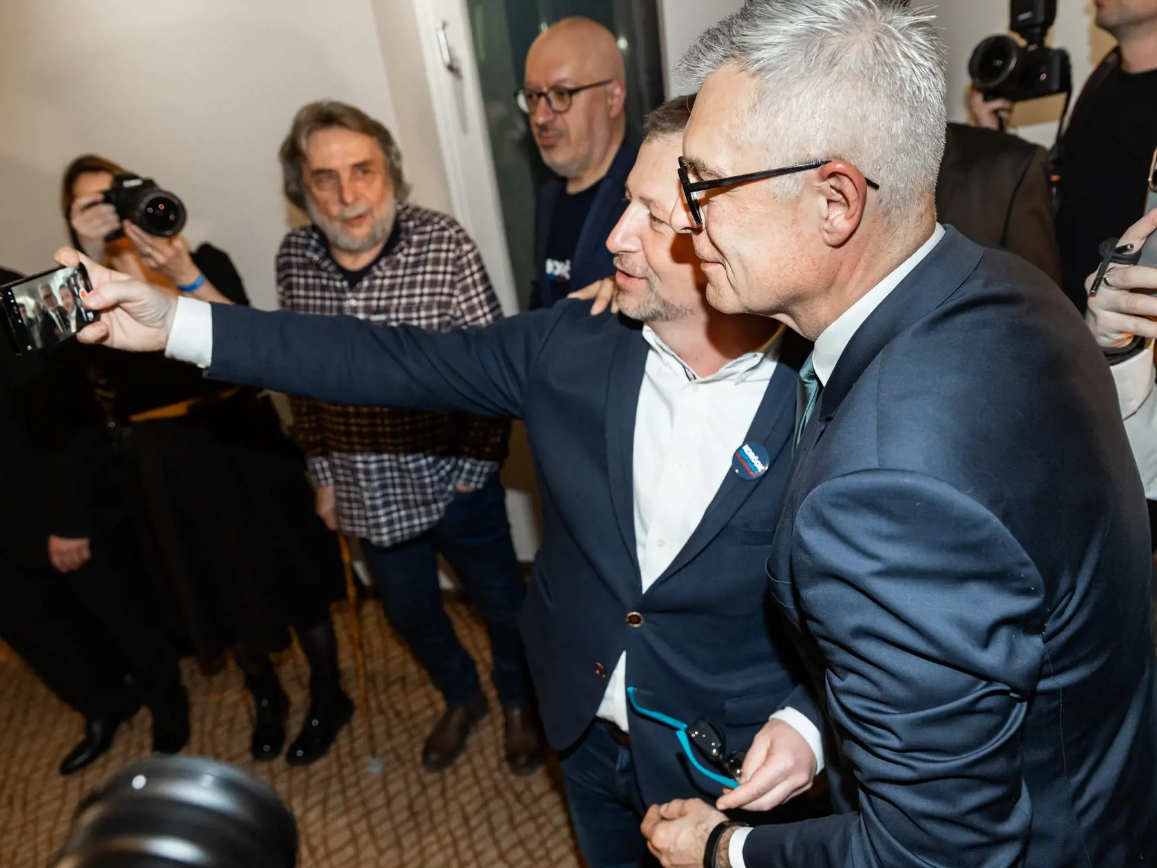Volebná noc v centrále prezidentského kandidáta Ivana Korčoka v Bratislave. Na snímke Ivan Korčok.