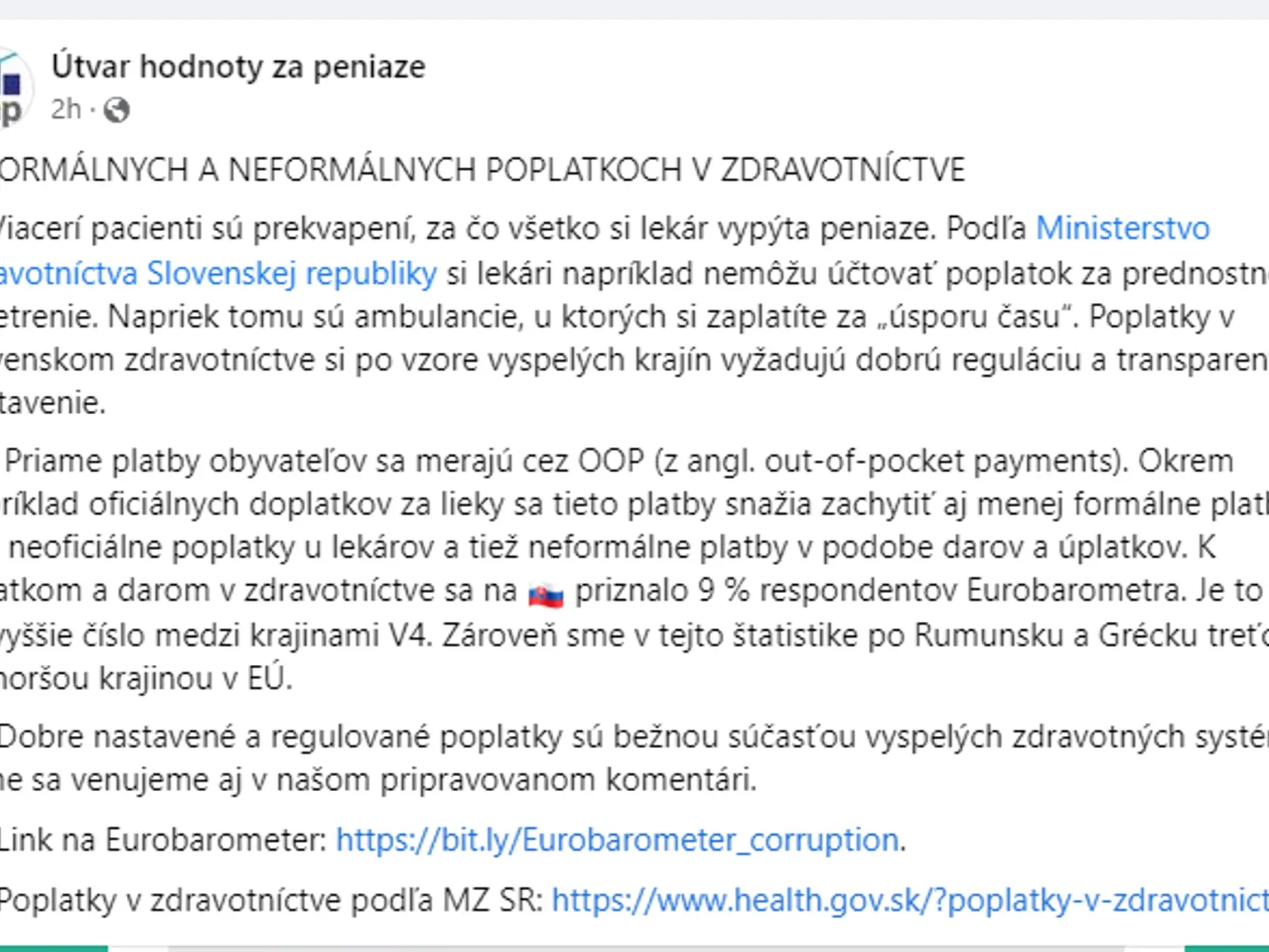 O FORMÁLNYCH A NEFORMÁLNYCH POPLATKOCH V ZDRAVOTNÍCTVE
