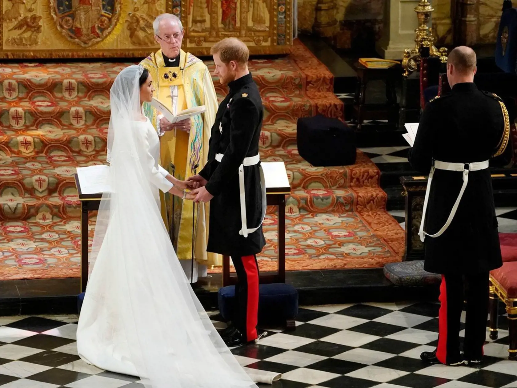 US fiancee of Britain's Prince Harry Meghan Markle (L) and Britain's Prince Harry, Duke of Sussex during their wedding ceremony in St George's Chapel, Windsor Castle, in Windsor, on May 19, 2018., Image: 372268220, License: Rights-managed, Restrictions: , Model Release: no, Credit line: Profimedia, AFP
