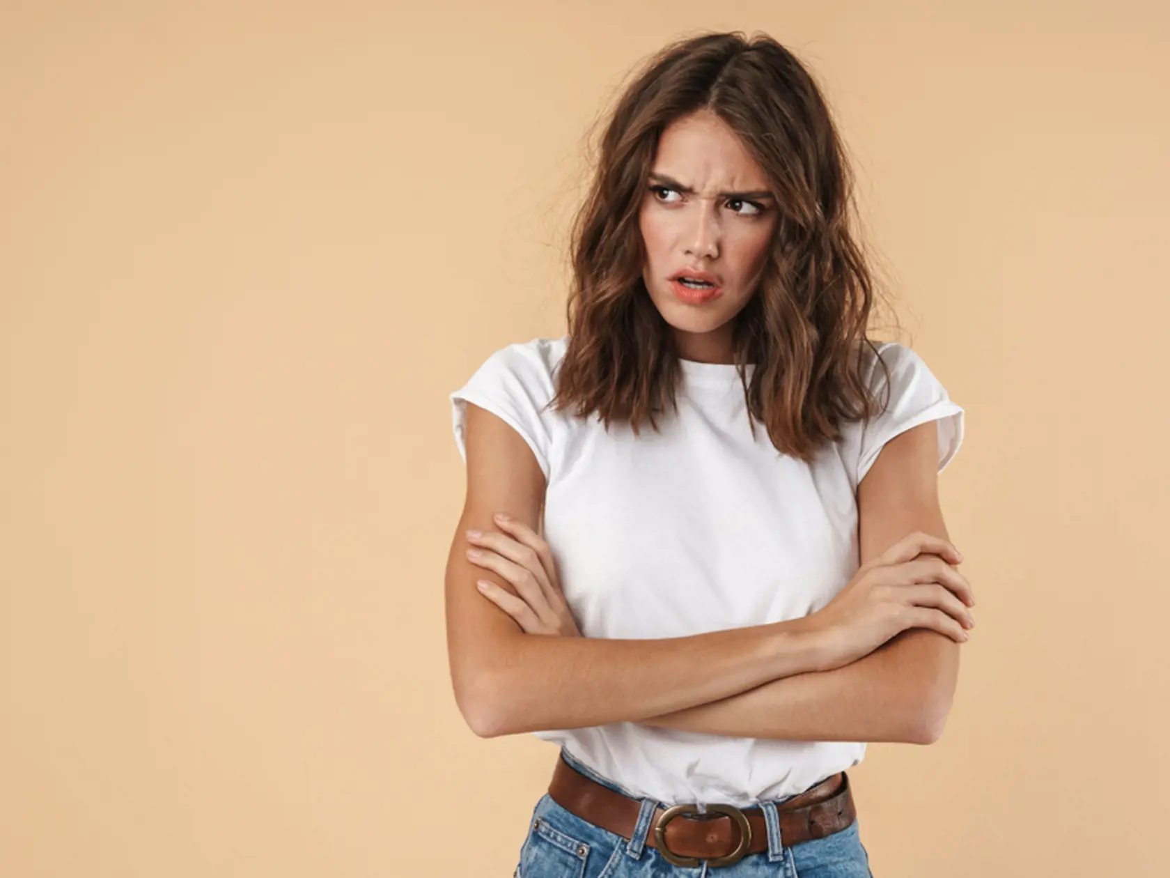 Portrait,Of,A,Lovely,Angry,Young,Girl,Wearing,Casual,Clothing