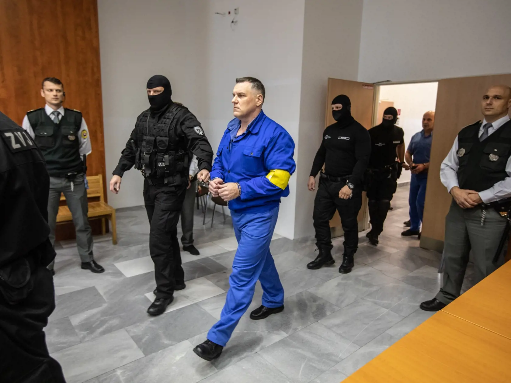 Súdne pojednávanie v Justičnom paláci s Pavlom Ruskom, Mikulášom Černákom, Róbertom Lališom a Milošom Kaštanom vo veci objenávky vraždy Silvie Volzovej