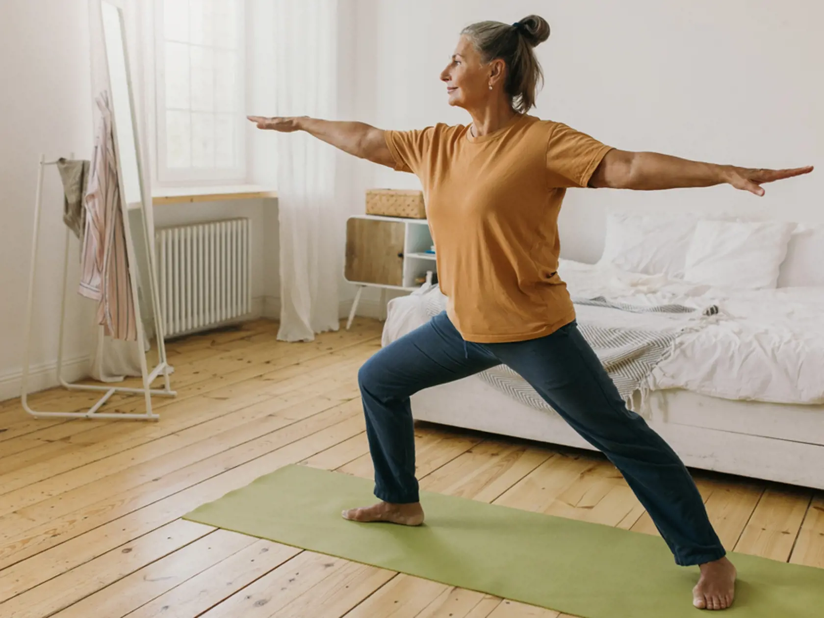 Energetic,Middle-aged,Woman,Doing,Exercises,At,Home.,Elderly,Female,Standing