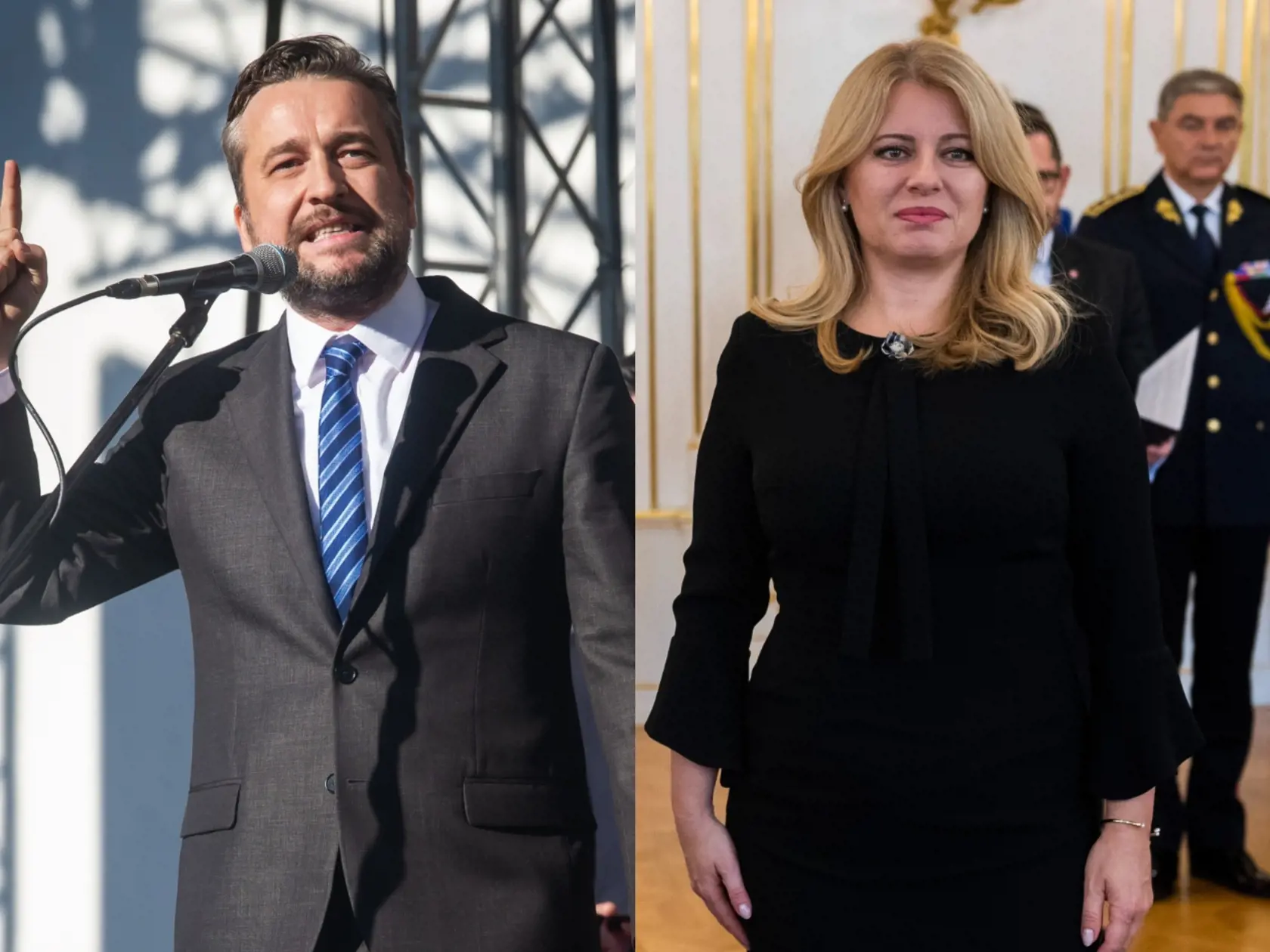 Prezidentka Zuzana Čaputová (vpravo) uspela aj na Ústavnom súde v spore s Ľubošom Blahom (vľavo).