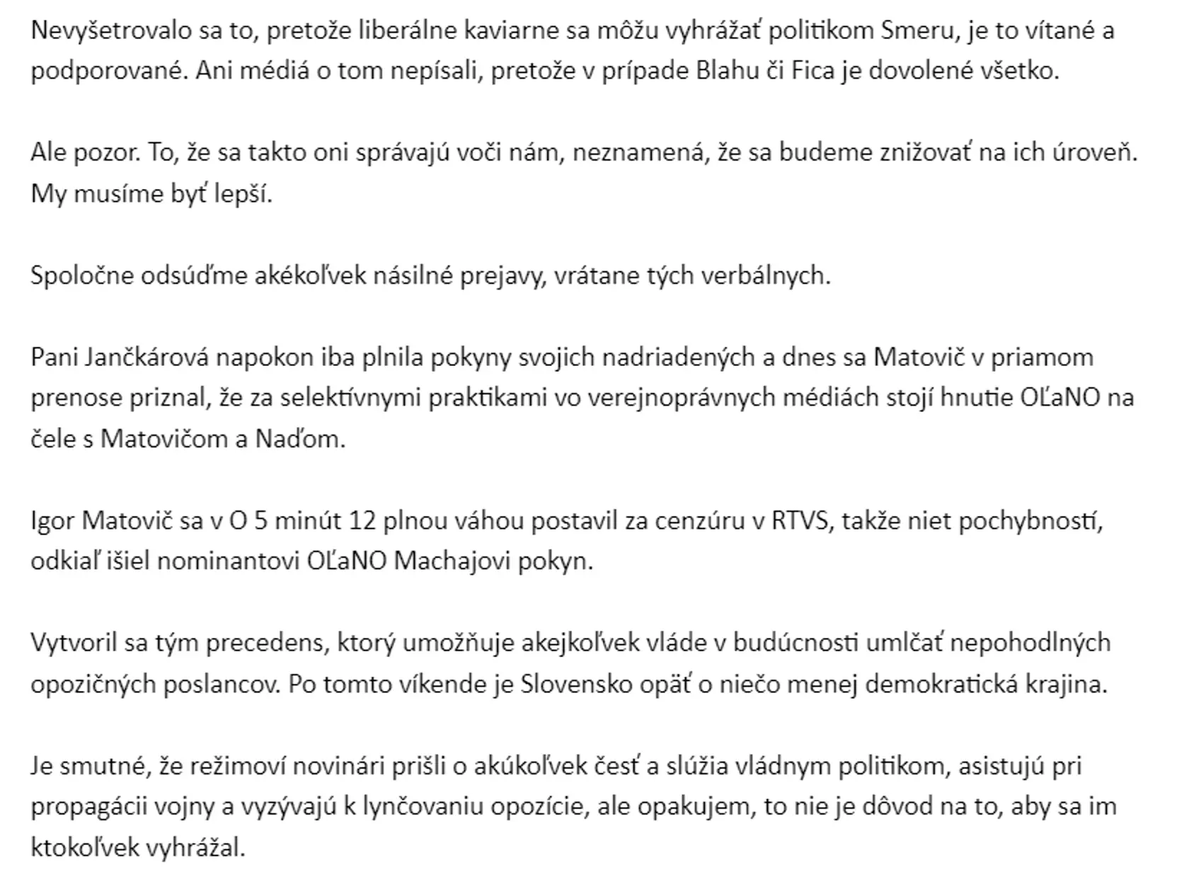 Blaha sa vyjadruje k vyhrážkam, ktoré boli adresované moderátorke RTVS.
