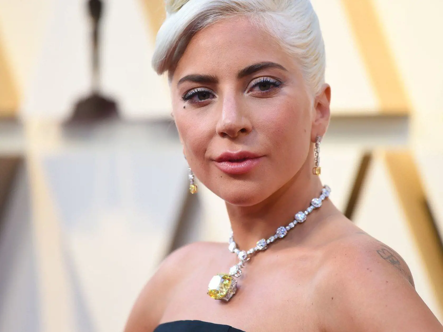 Lady Gaga so vzácnymi diamantmi na krku.