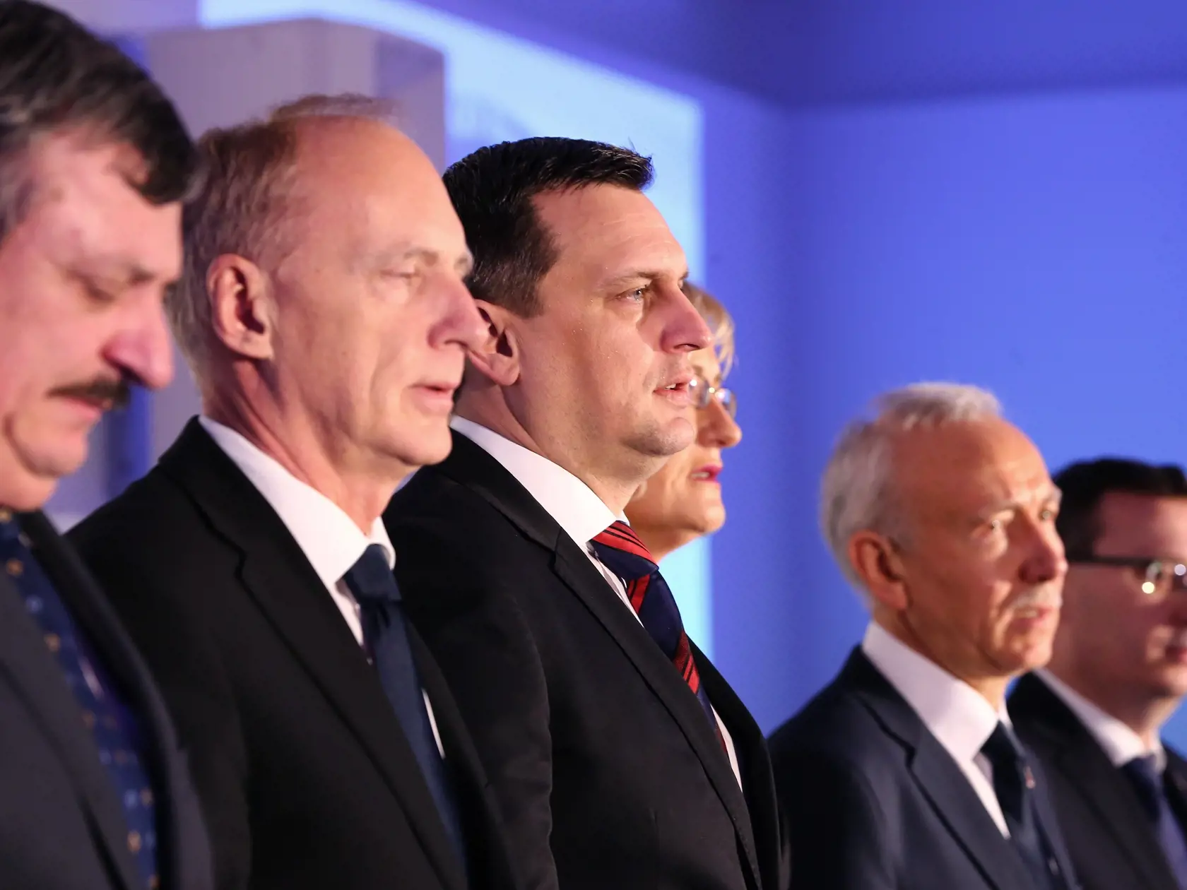 XXII snem Slovenskej Narodnej Strany v priestoroch kastiela v Tomasove. Na snímke zlava Anton Hrnko, Jaroslav Paska, Andrej Danko, Eva Smolikova