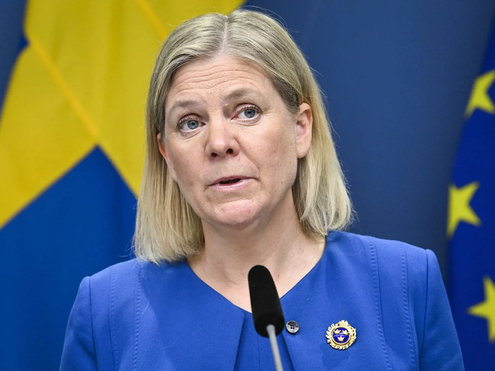 JB 49 Stockholm - Švédska premiérka Magdalena Anderssonová počas tlačovej konferencie po zasadnutí parlamentu v Stockholme 16. mája 2022. Švédsko oficiálne požiada o vstup do NATO, oznámila v pondelok švédska premiérka Magdalena Anderssonová. TASR o tom informuje na základe správy agentúry AFP. FOTO TASR/AP

Sweden's Prime Minister Magdalena Andersson gives a news conference in Stockholm, Sweden, Monday, May 16, 2022. Sweden's government has decided to apply for a NATO membership. (Henrik Montgo