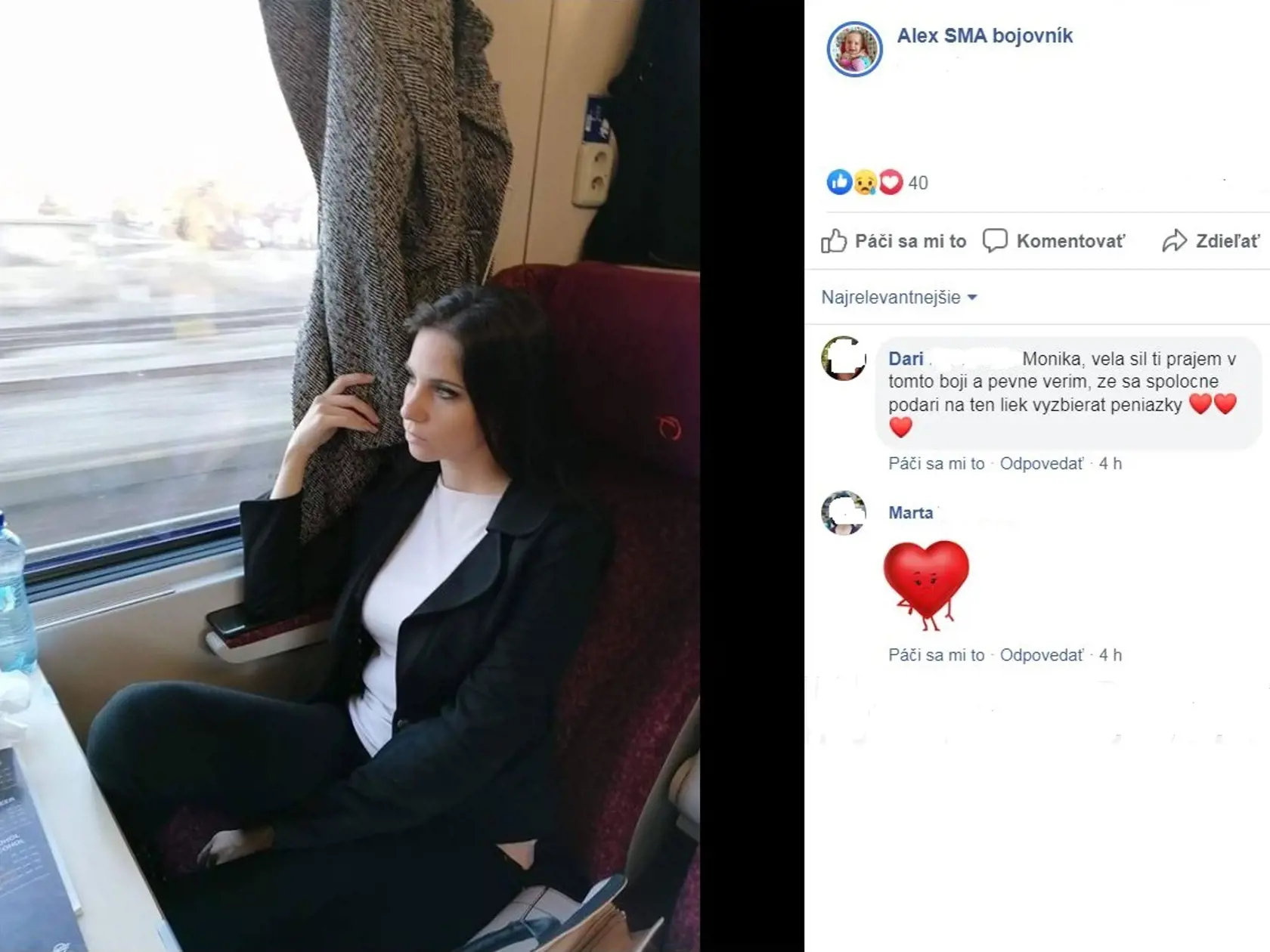 Monika Brdárska cestou do Košíc zo stretnutia v Bratislave, pri ktorom sa objavili povzbudzujúce komentáre.