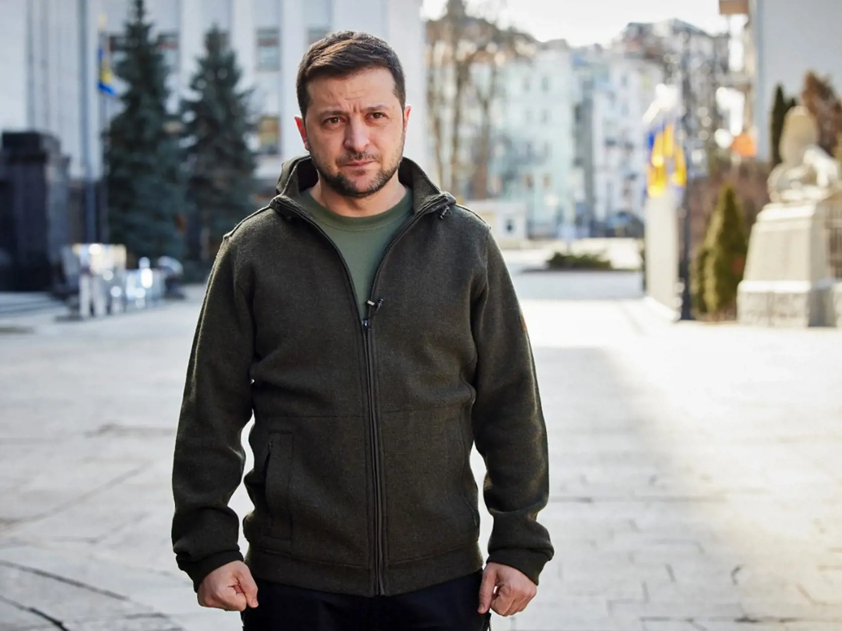 Prezident Ukrajiny Volodymyr Zelenskyj počas jeho pravidelného prejavu k národu v Kyjeve.