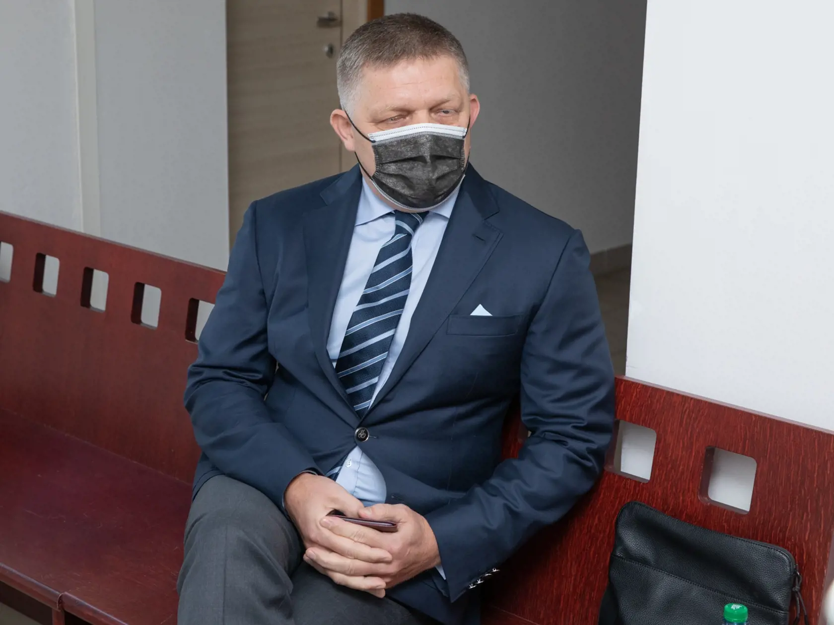 Na snímke je Predseda strany strany SMER- sociálna demokracia Robert Fico ktorý prišiel na hlavné pojednávanie s bývalým špeciálnym prokurátorom Dušanom Kováčikom. Fico na pojednávanie prišiel ako verejnosť.
